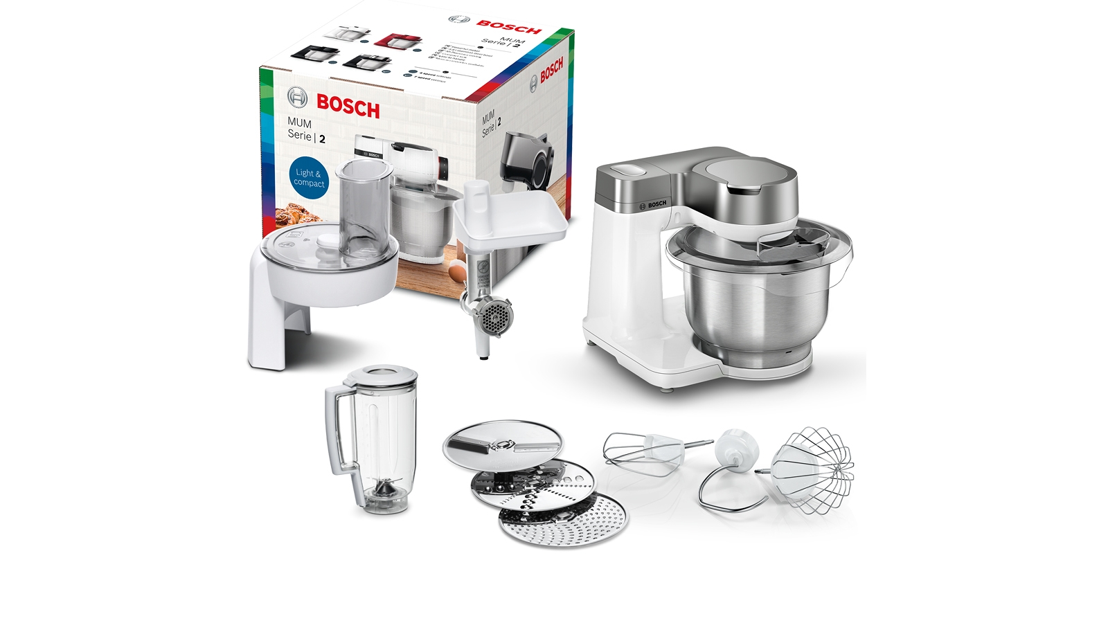 Kuhinjski robot Serija 2 MUM, 900 W, bela, srebrna MUMS2VS30