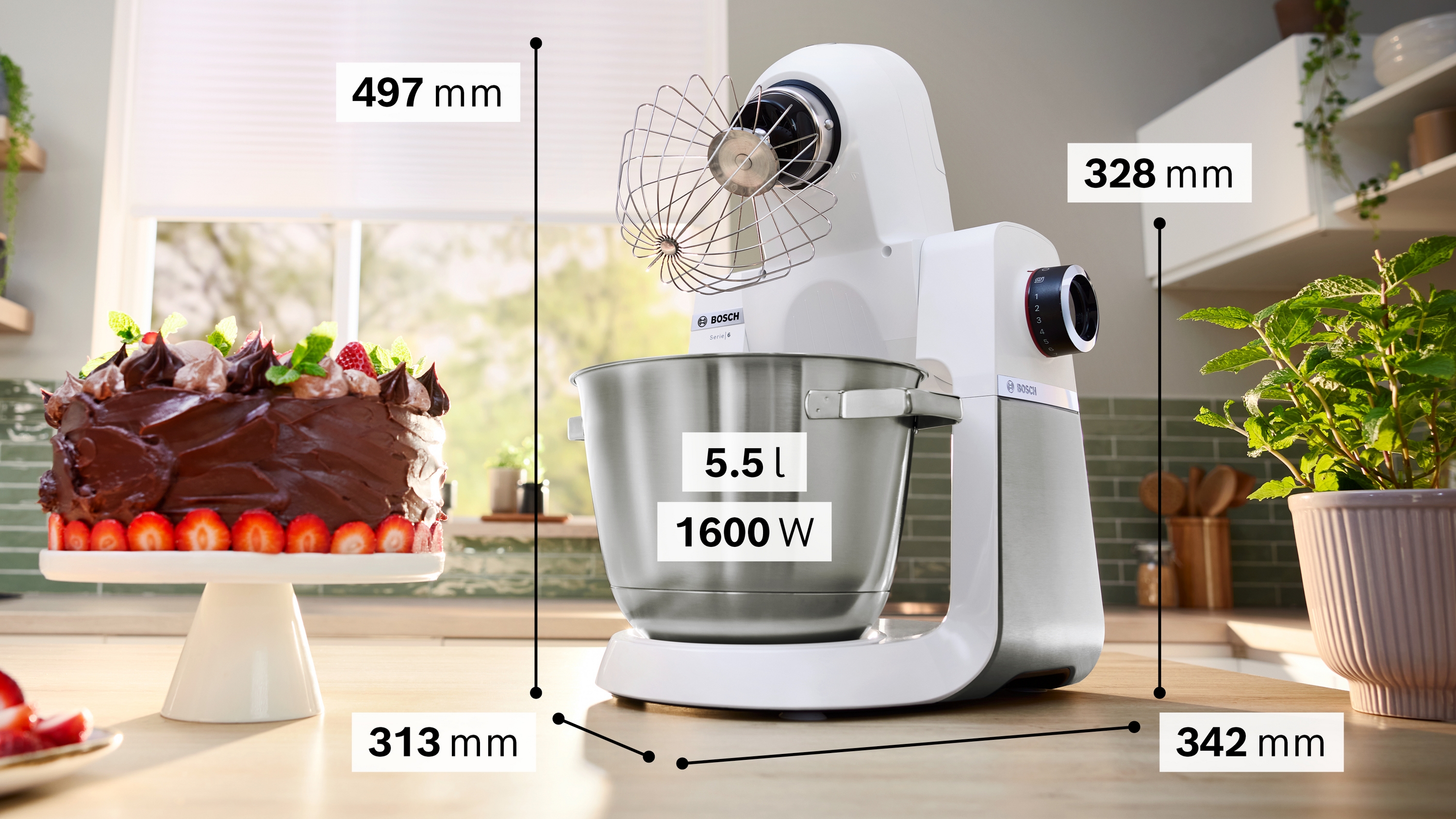 Kuhinjski robot Serija 6, 1600 W, bela, brušeni nerđajući čelik MUMS6EW22