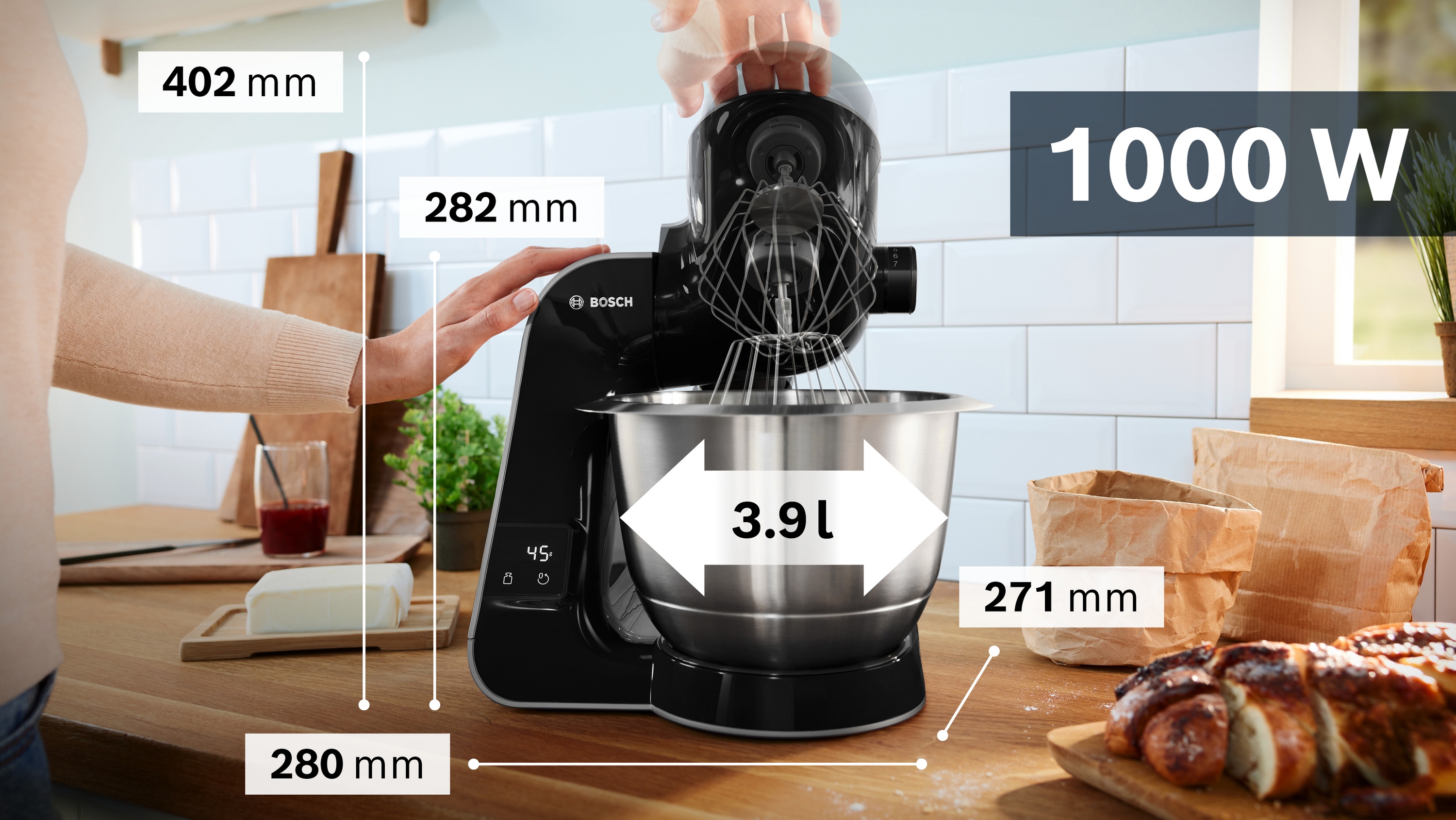 Kuhinjski robot Serija 4 MUM 5 sa integrisanom vagom, 1000 W, crna tamno siva MUM5XC4E