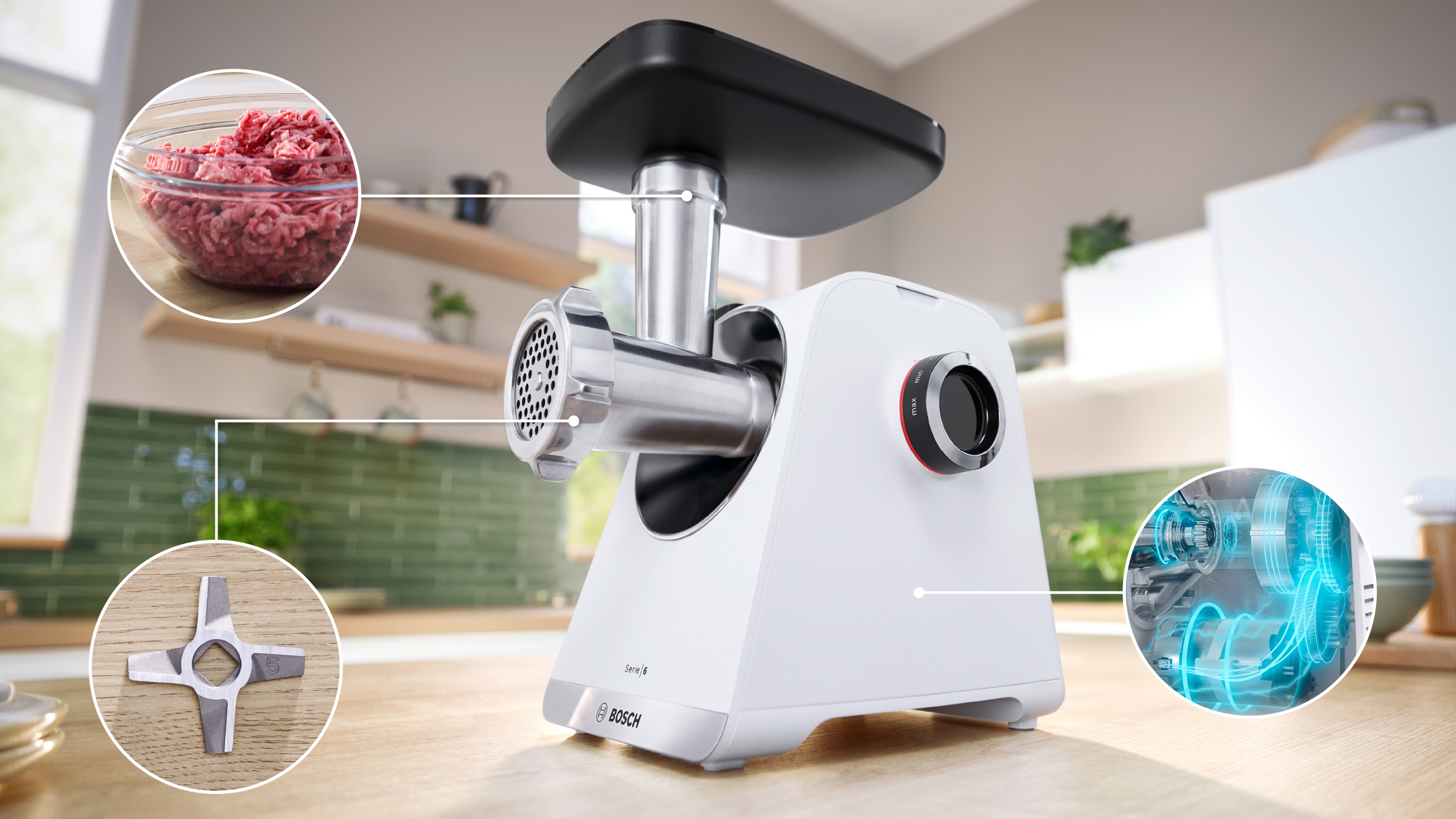 Mašina za mlevenje mesa MultiPower Series 6 2100 W bela MFWS609W