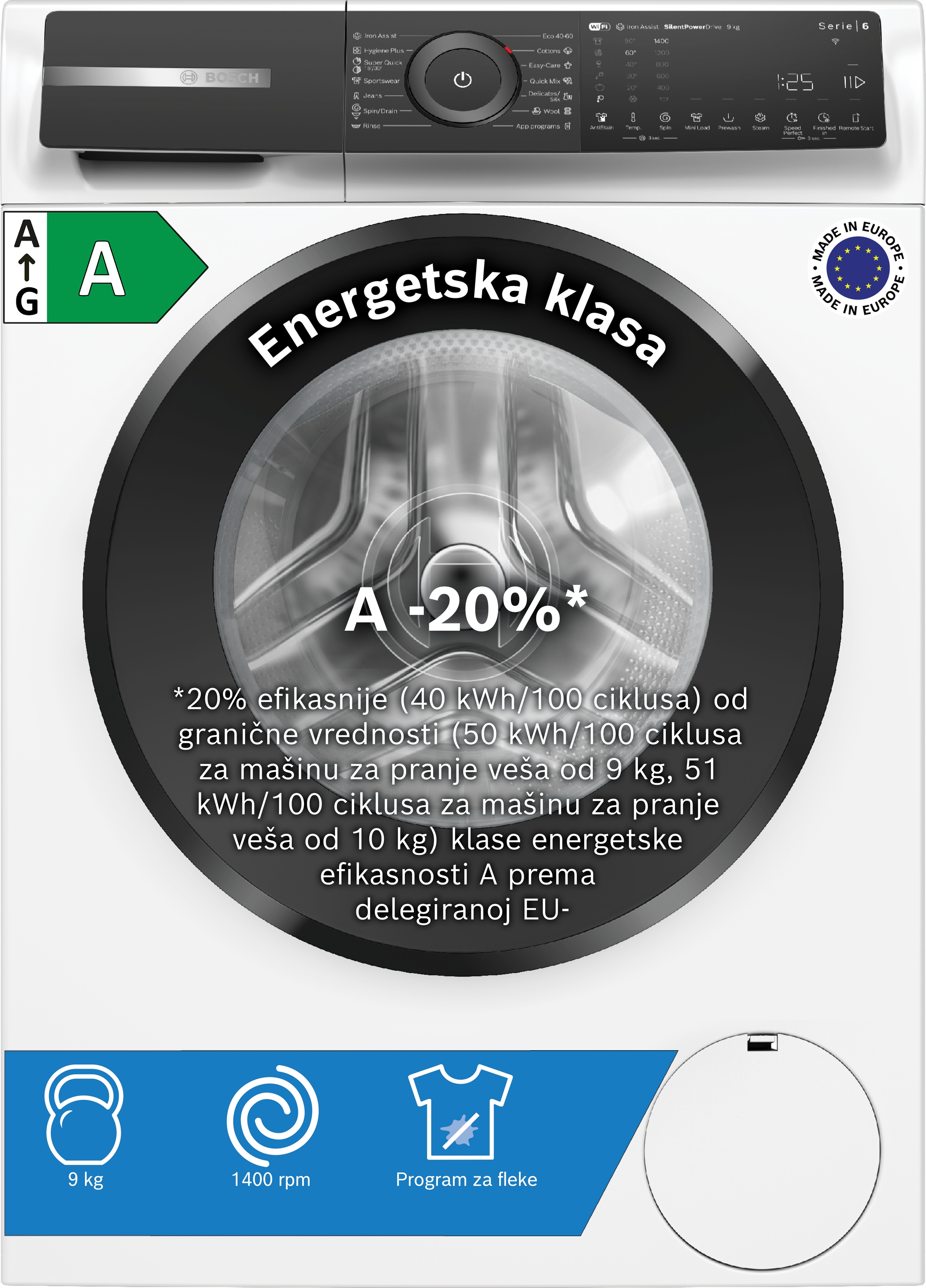Mašina za pranje veša Serija 6 1400 okr 9 kg WGH24400BY
