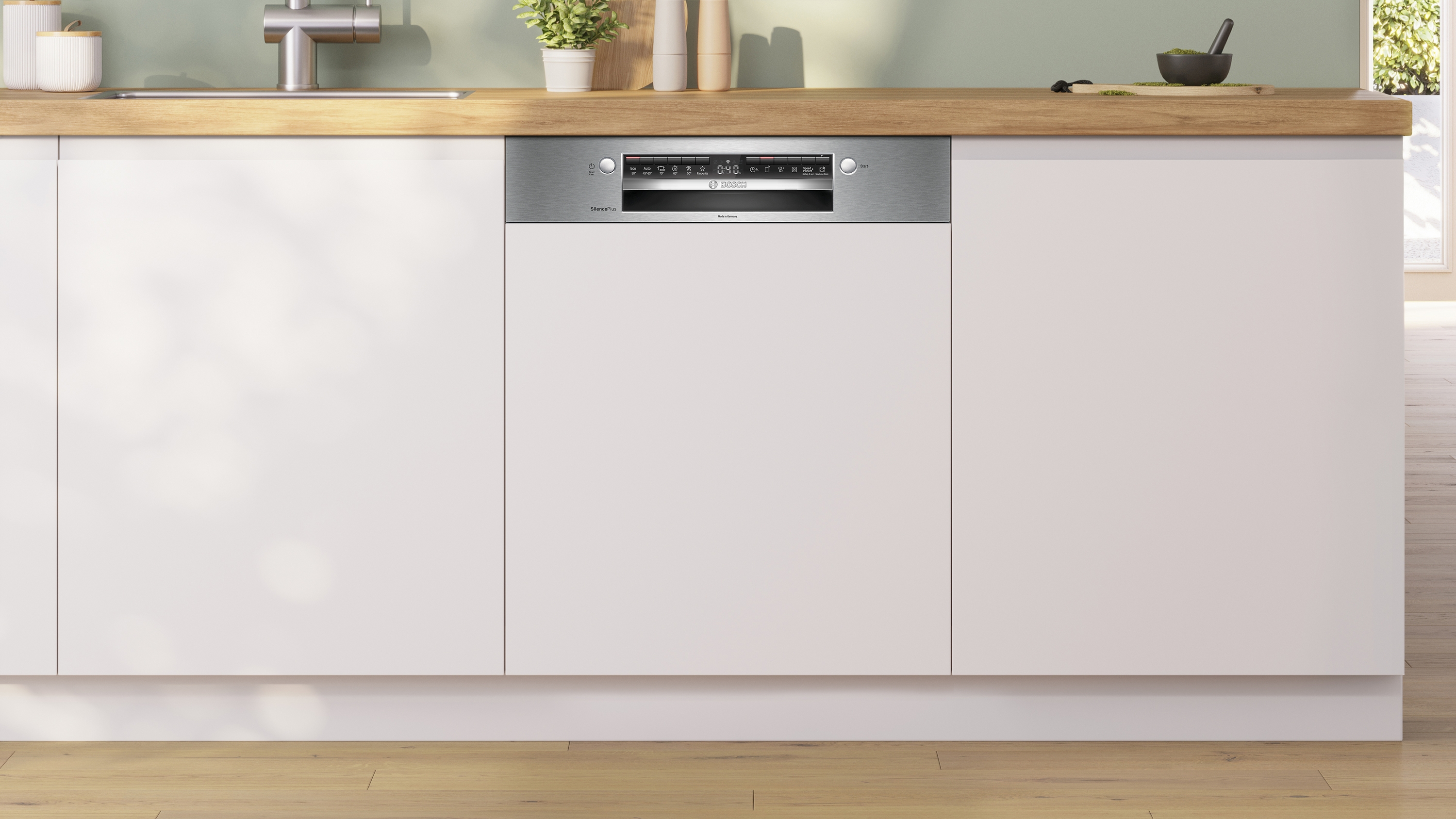 Series 4, semi-integrated dishwasher, 60 cm, Brushed steel, SMI4HAS07E