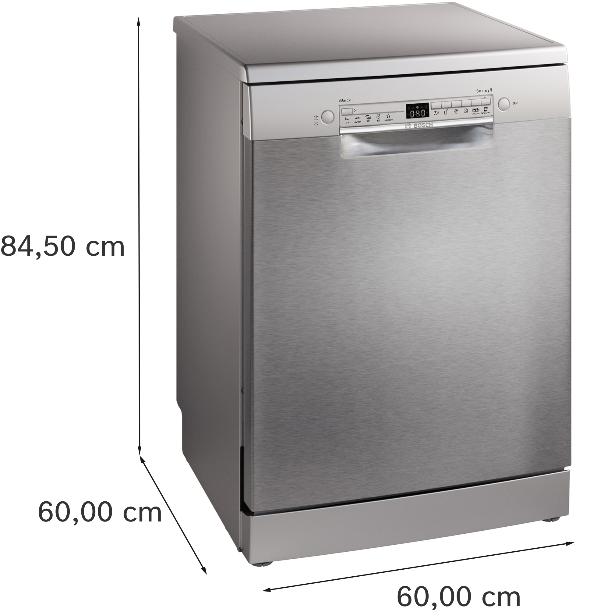 Series 2, free-standing dishwasher, 60 cm, Brushed steel anti-fingerprint, SMS2HVI06E