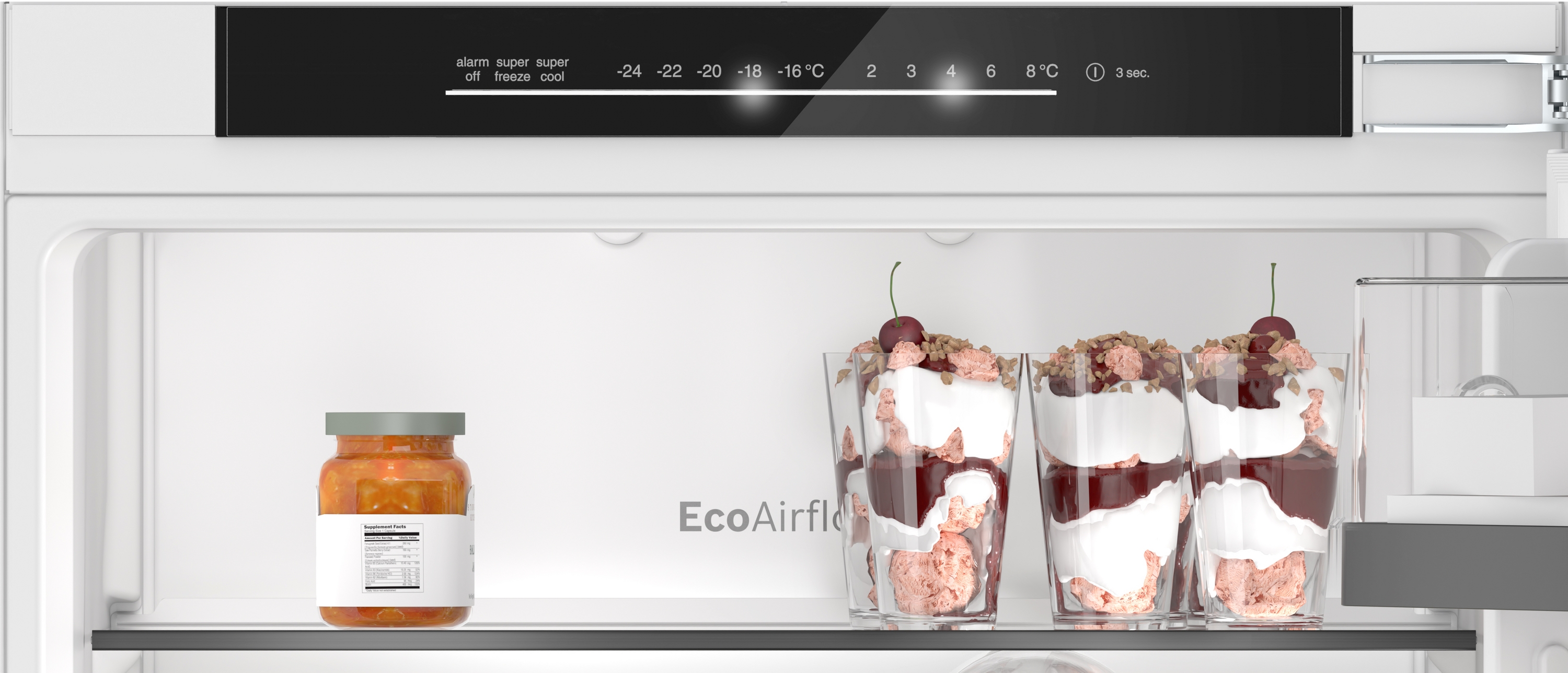 Series 6, built-in fridge-freezer with freezer at bottom, 177.2 x 55.8 cm, soft close flat hinge, KIN86SDD0