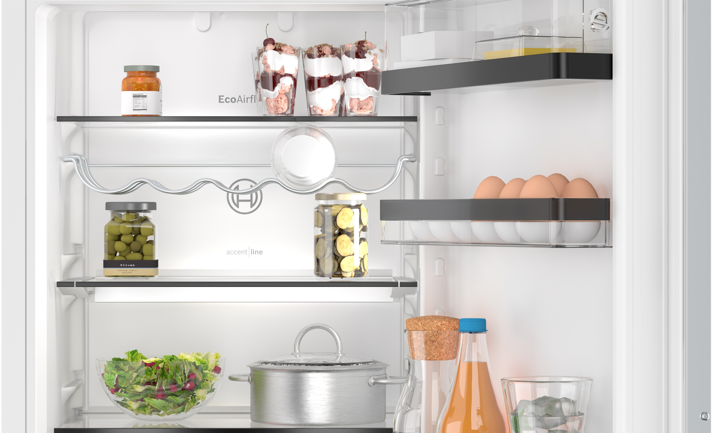 Series 6, built-in fridge-freezer with freezer at bottom, 177.2 x 55.8 cm, soft close flat hinge, KIN86SDD0