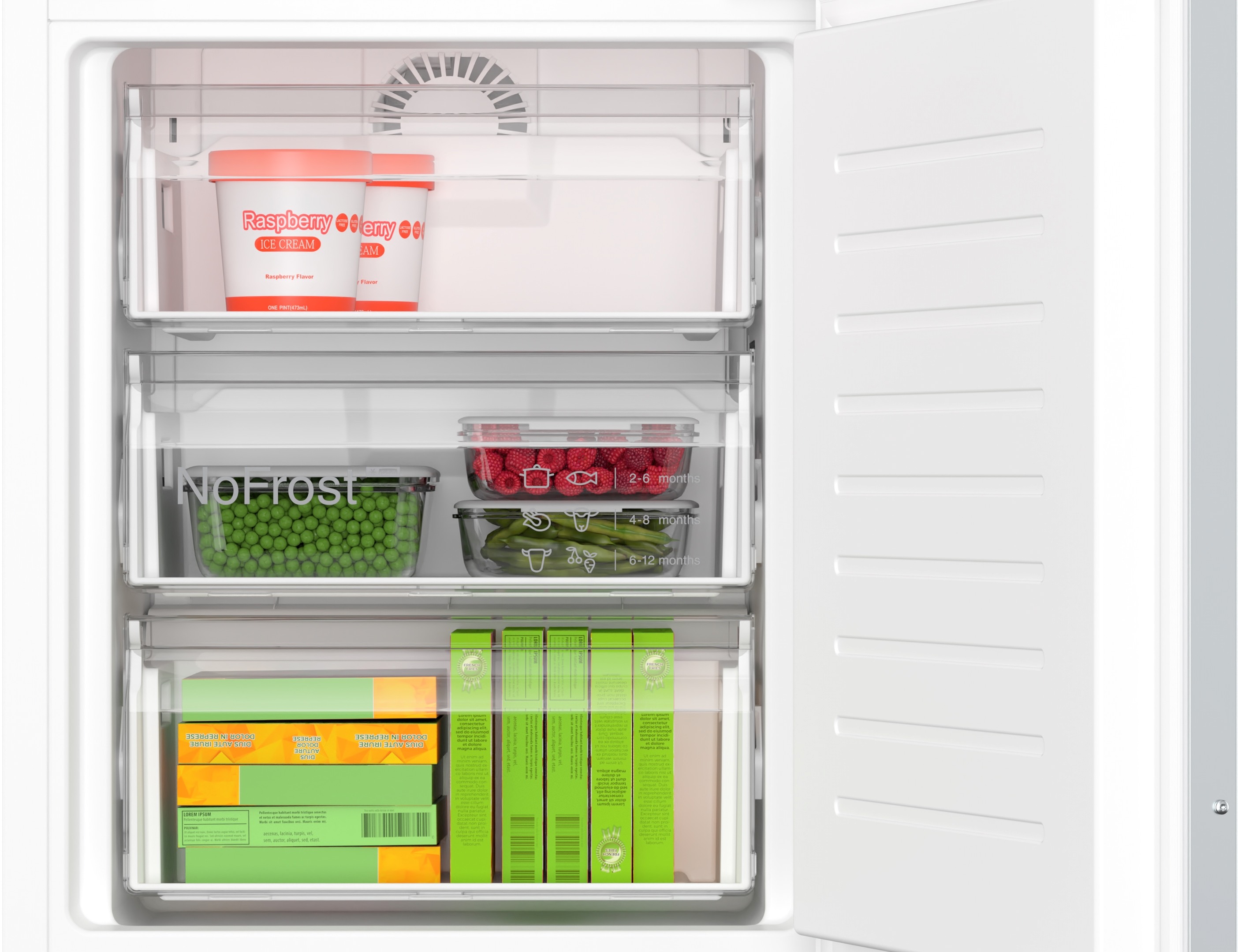 Series 6, built-in fridge-freezer with freezer at bottom, 177.2 x 55.8 cm, soft close flat hinge, KIN86SDD0