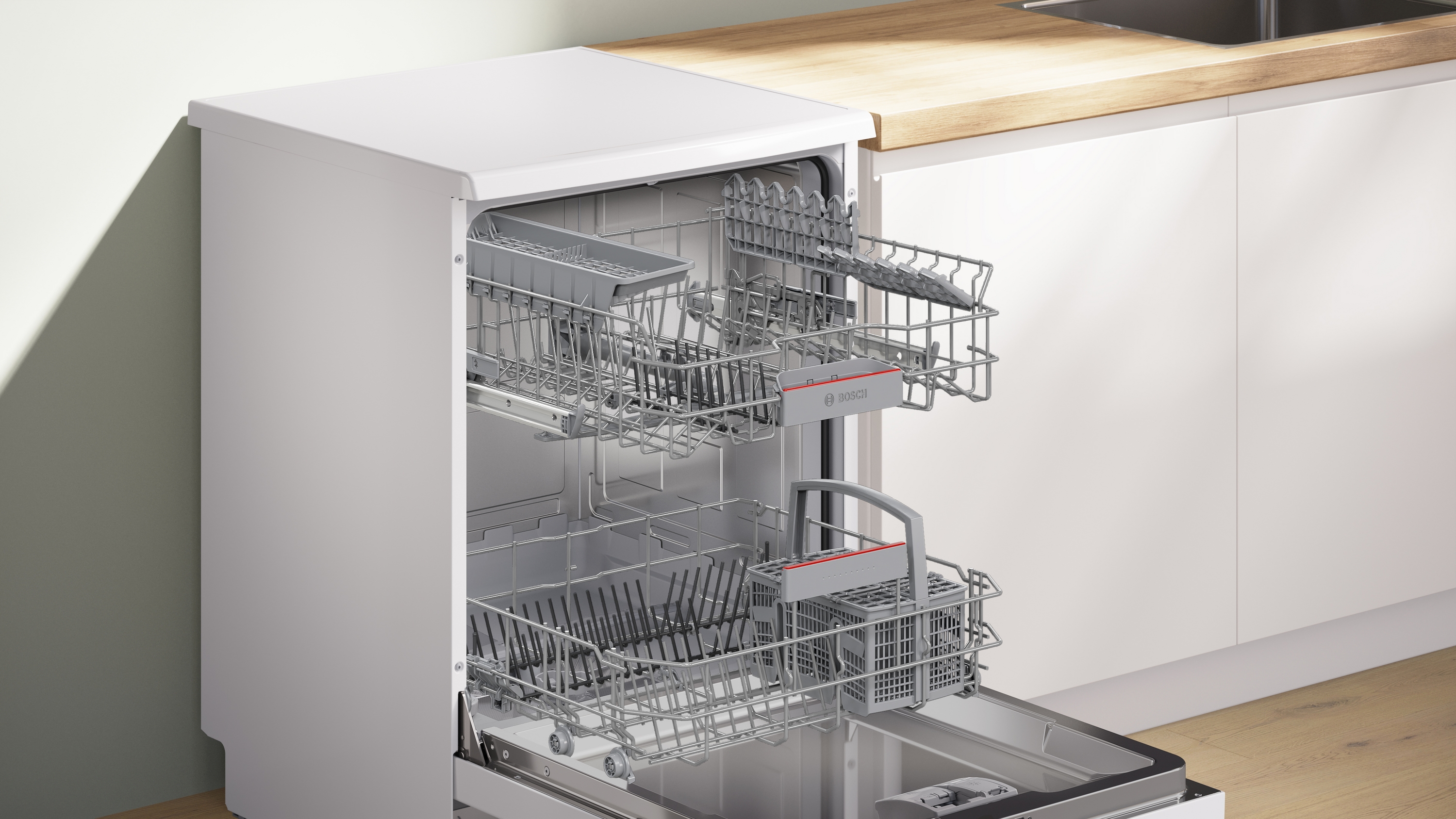 Series 4, free-standing dishwasher, 60 cm, White, SMS4HTW16E