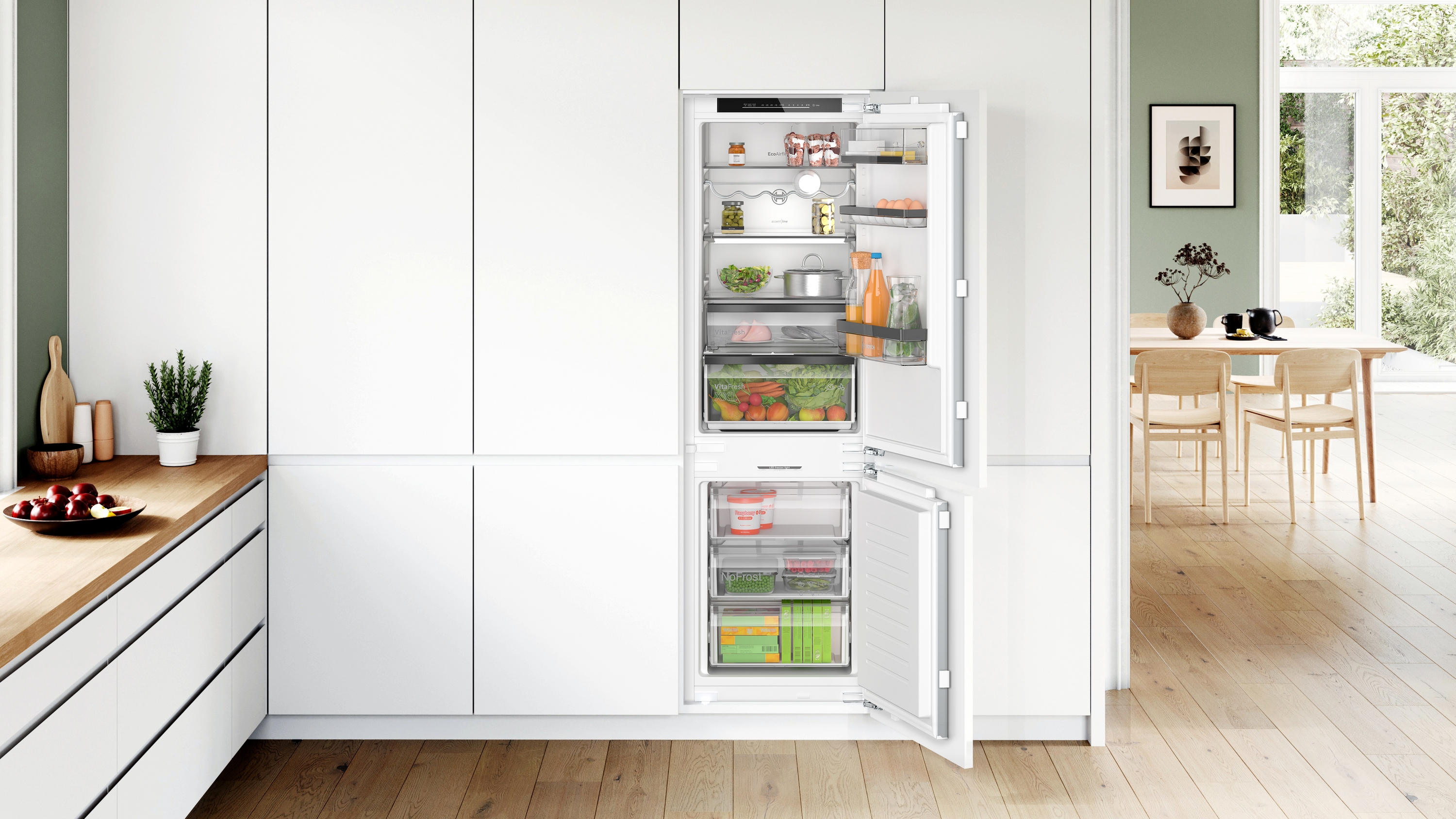 Series 6, built-in fridge-freezer with freezer at bottom, 177.2 x 55.8 cm, soft close flat hinge, KIN86SDD0