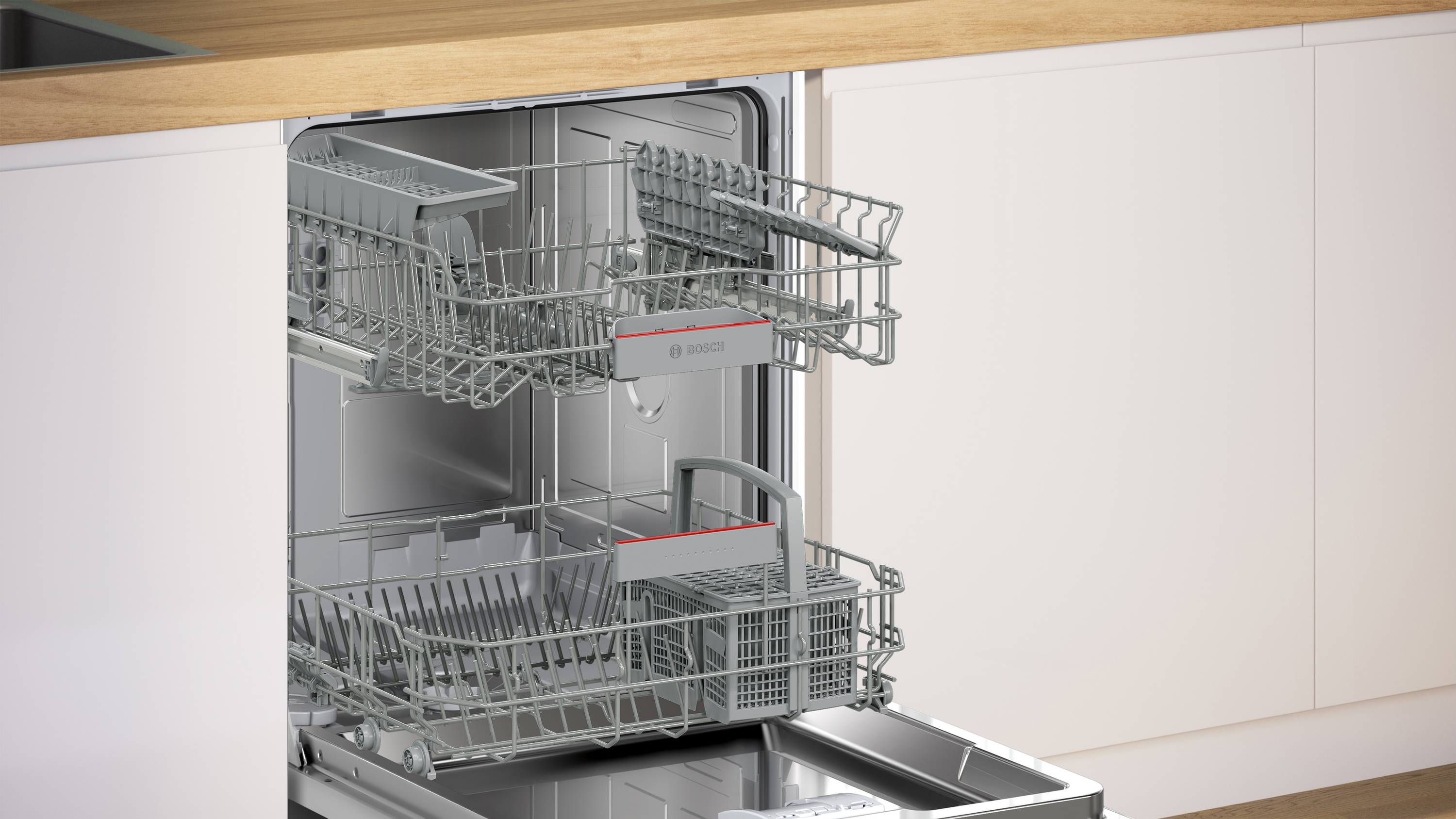 Series 4, semi-integrated dishwasher, 60 cm, Brushed steel, SMI4HTS14E