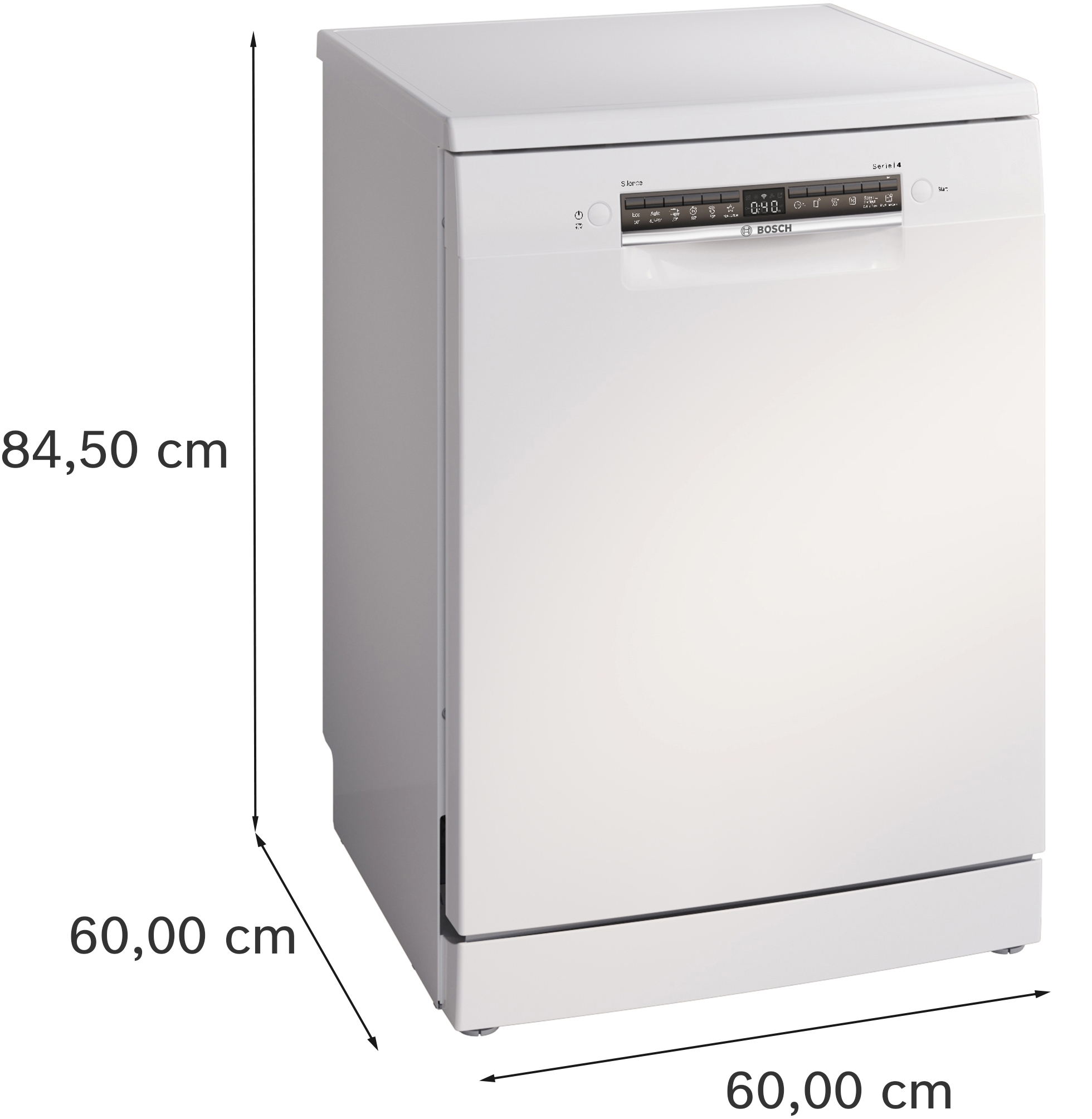 Series 4, free-standing dishwasher, 60 cm, White, SMS4HTW16E