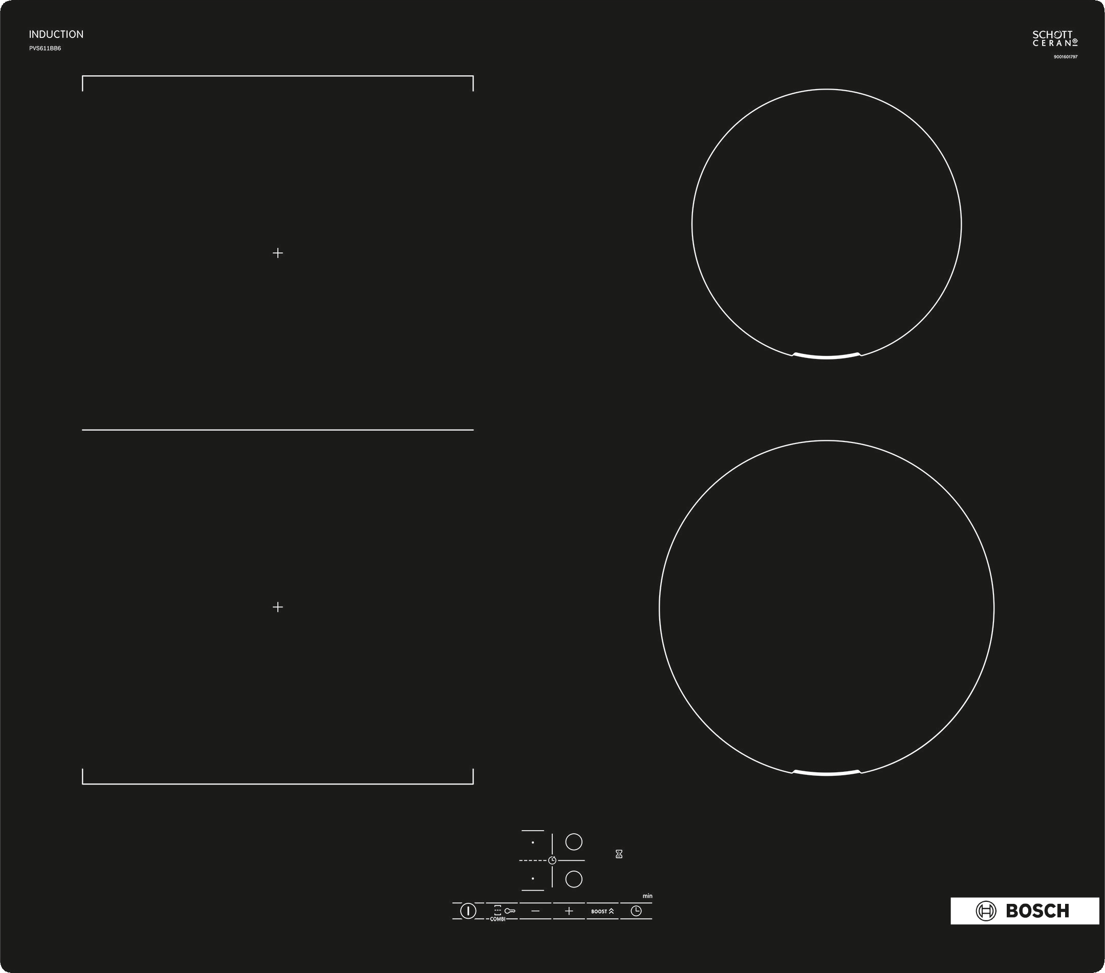Series 4, Induction hob, 60 cm, surface mount without frame, PVS611BB6E