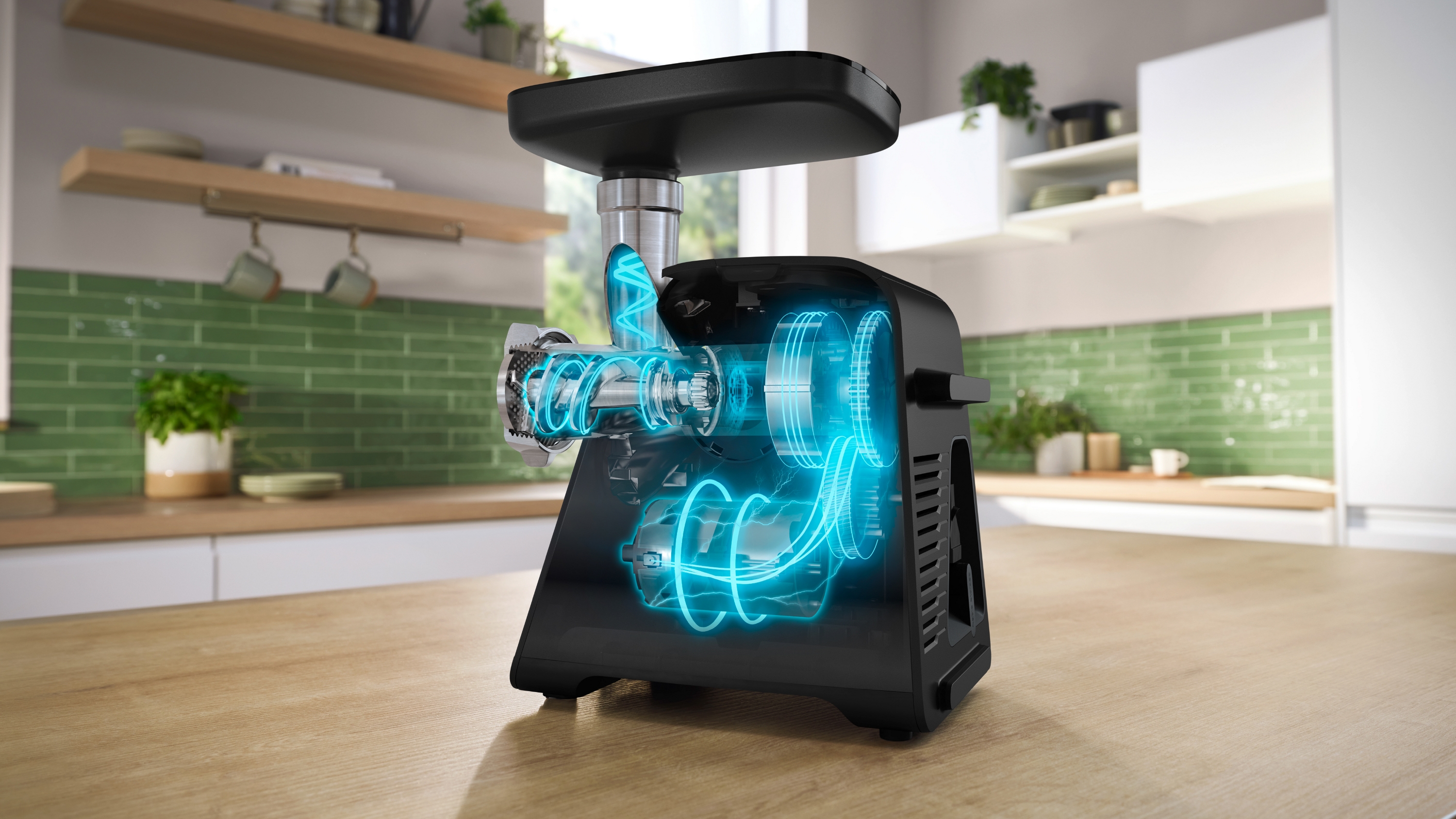 Series 6, Food mincer, MultiPower, 2100 W, Black, silver metalic, MFWS660B