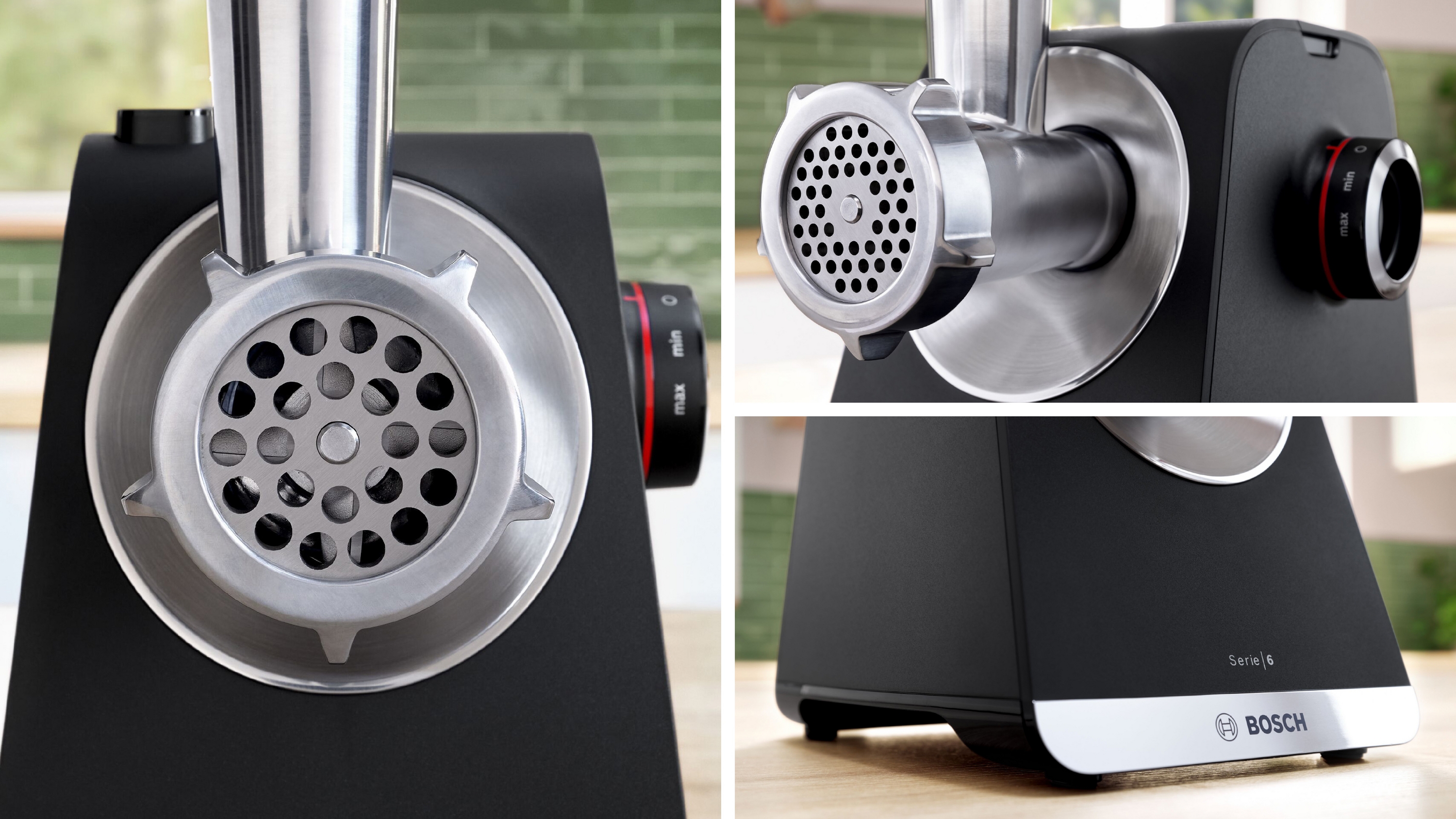 Series 6, Food mincer, MultiPower, 2100 W, Black, silver metalic, MFWS660B