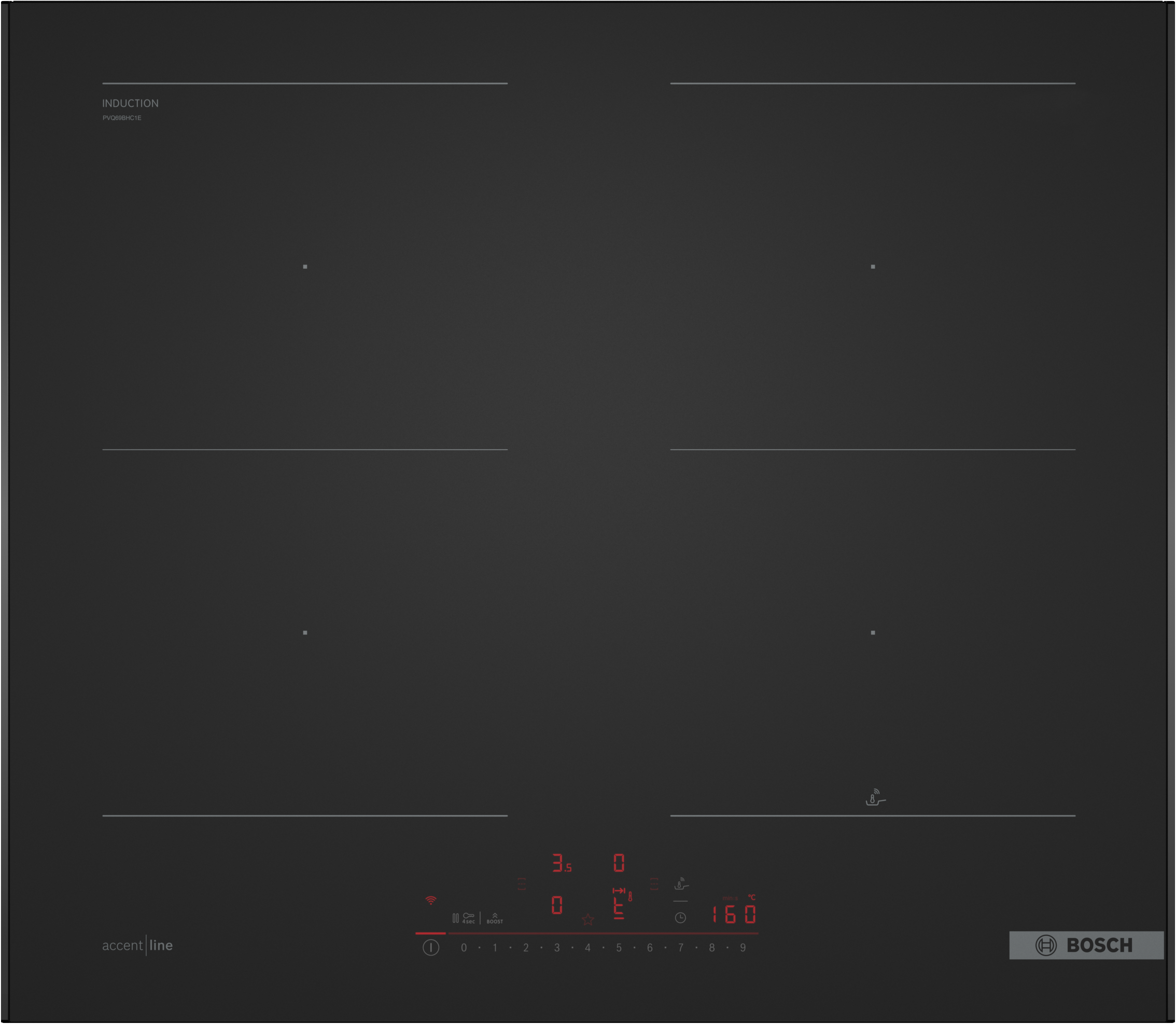 Series 6, Induction hob, 60 cm, Matt black, surface mount with frame, PVQ69BHC1E