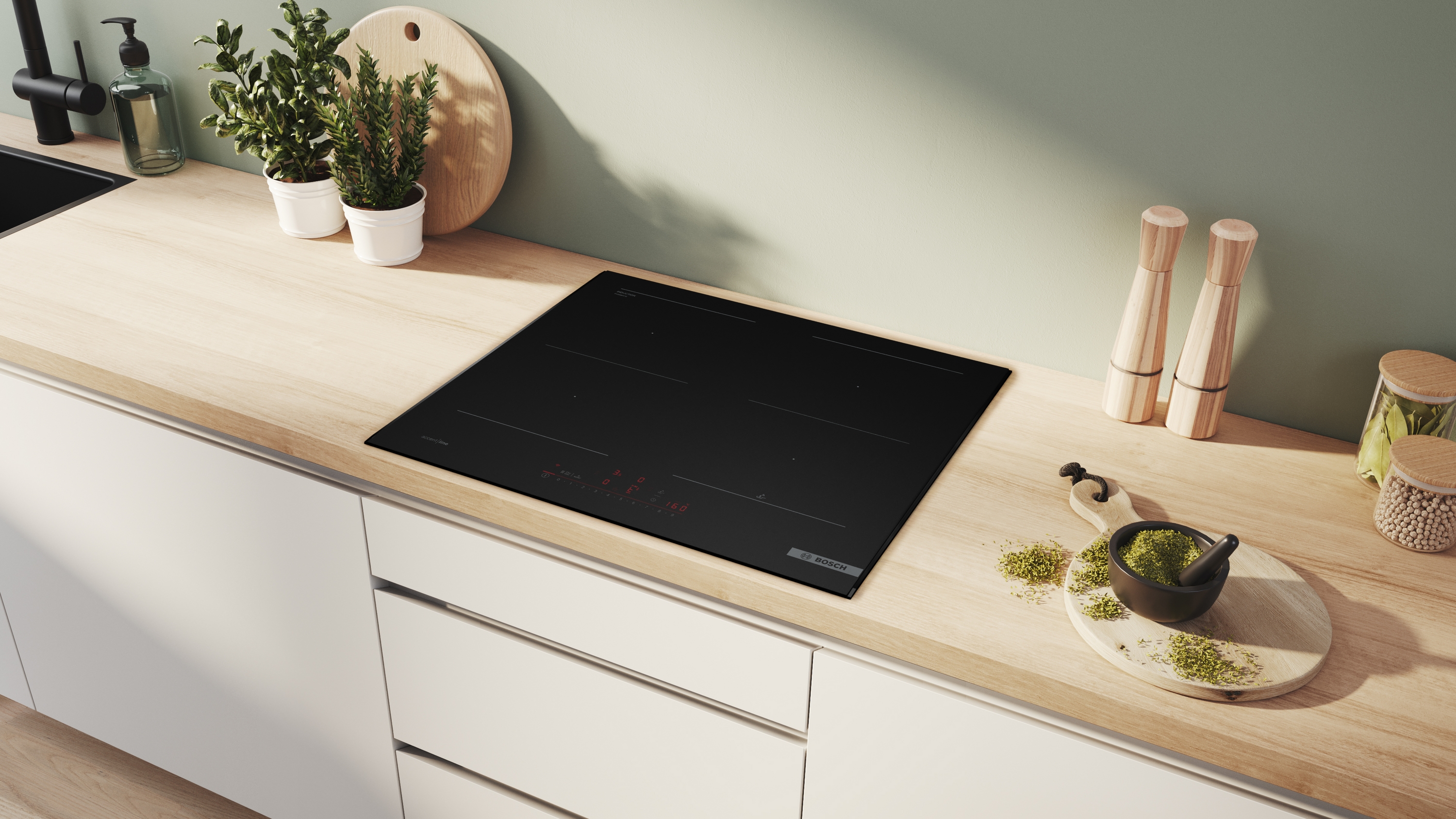 Series 6, Induction hob, 60 cm, Matt black, surface mount with frame, PVQ69BHC1E