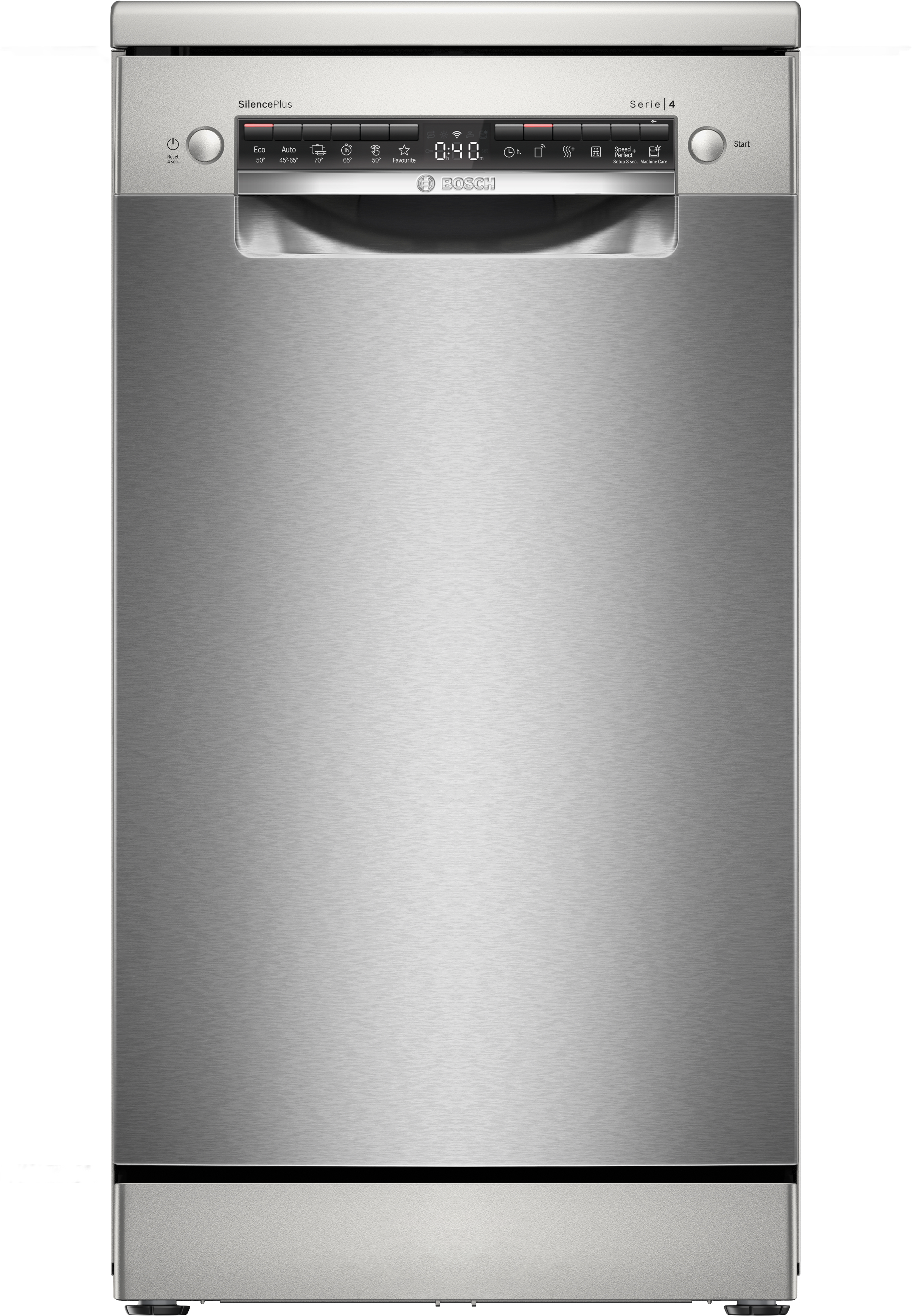 Ugradna mašina za sudove 45 cm serija 4 sps4hmi13e hromirana protiv otisaka prstiju