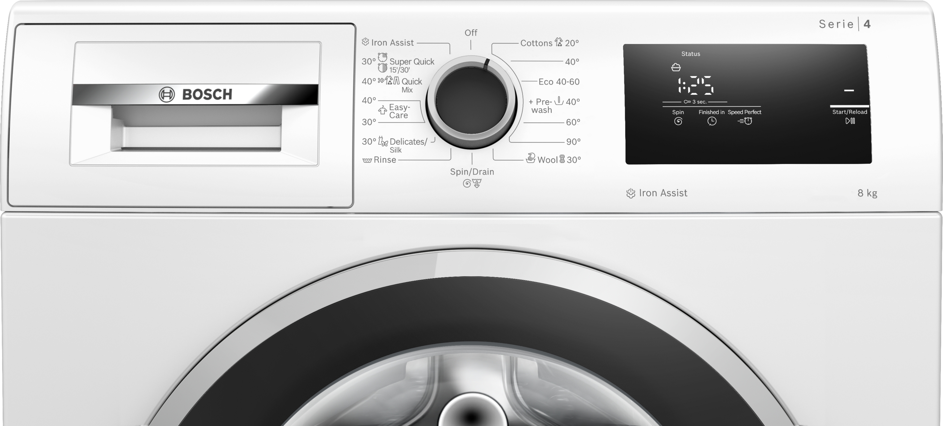 Series 4, washing machine, frontloader fullsize, 8 kg, 1400 rpm, WAN2806NBY