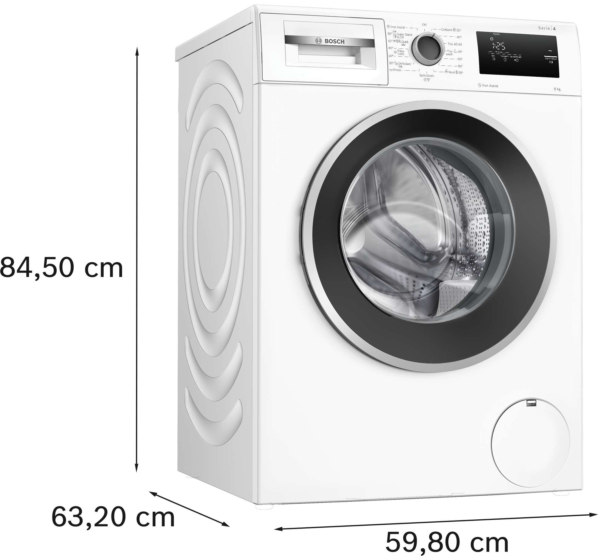 Series 4, washing machine, frontloader fullsize, 8 kg, 1400 rpm, WAN2806NBY