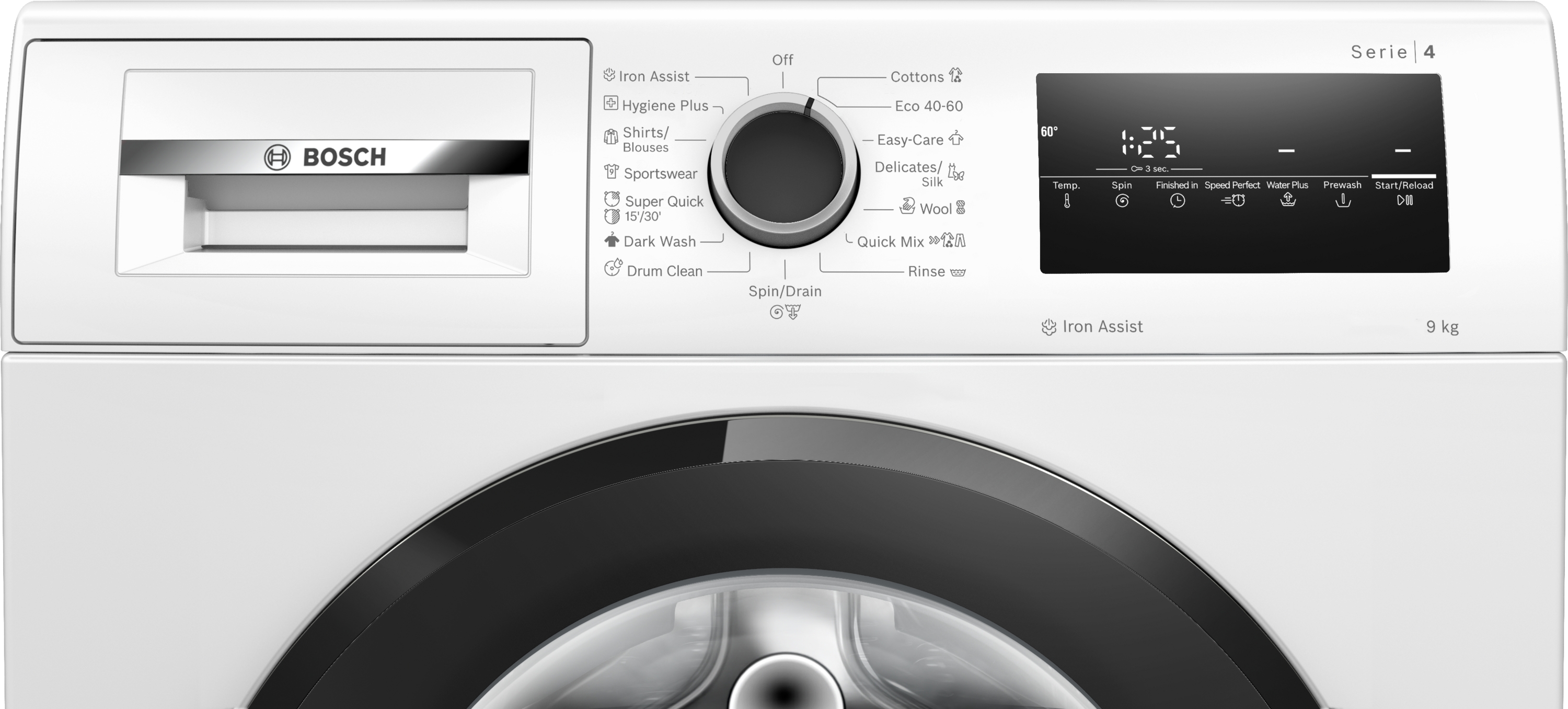 Series 4, washing machine, frontloader fullsize, 9 kg, 1400 rpm, WAN2826BBY