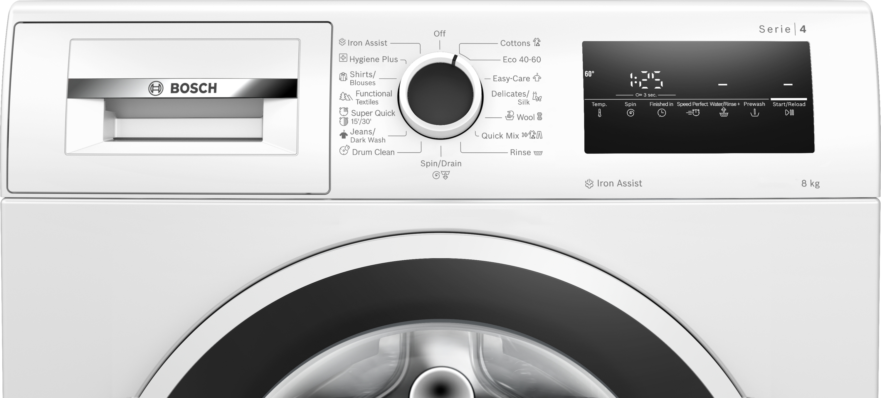 Series 4, washing machine, frontloader fullsize, 8 kg, 1400 rpm, WAN2826SBY