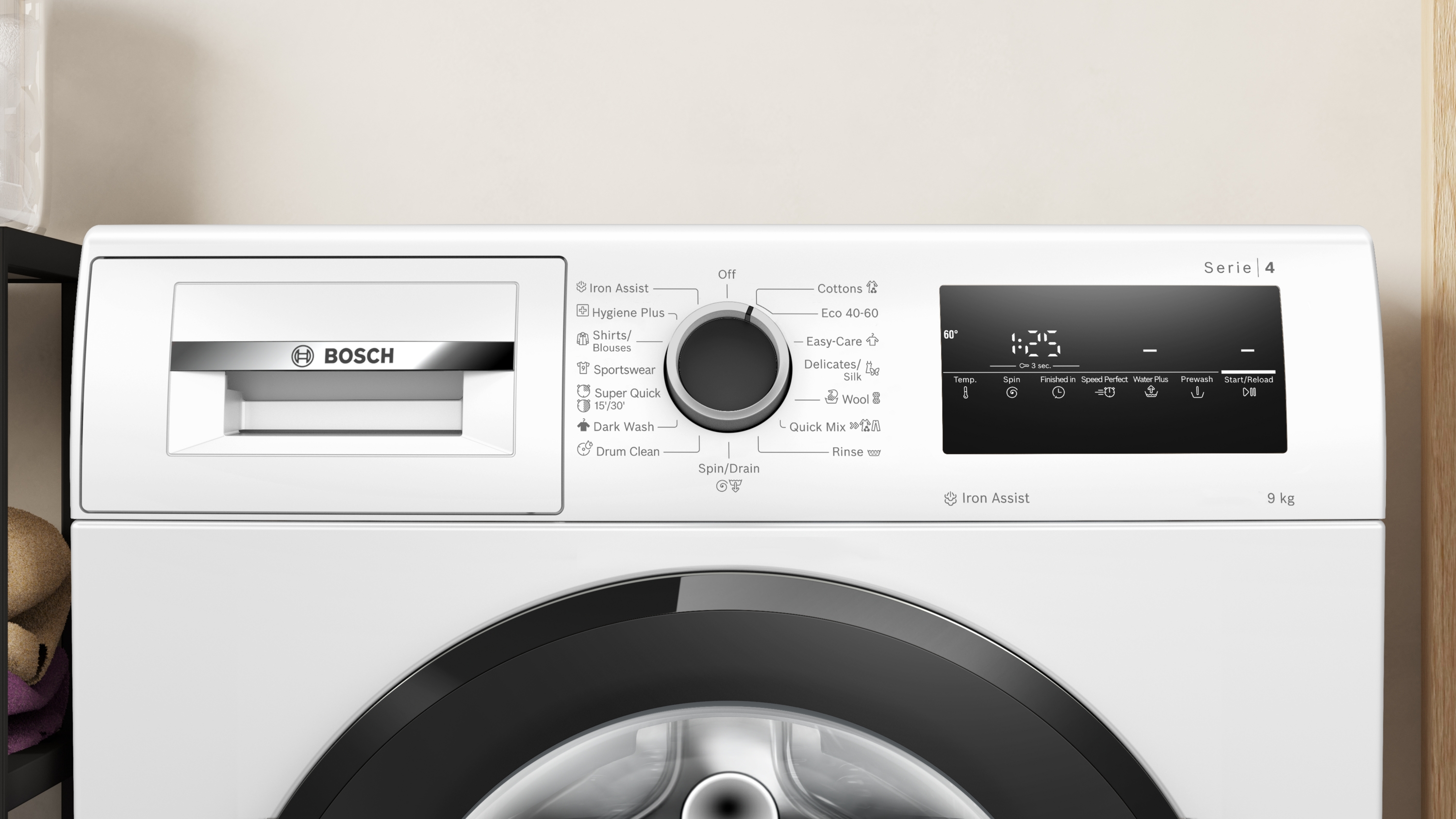 Series 4, washing machine, frontloader fullsize, 9 kg, 1400 rpm, WAN2826BBY
