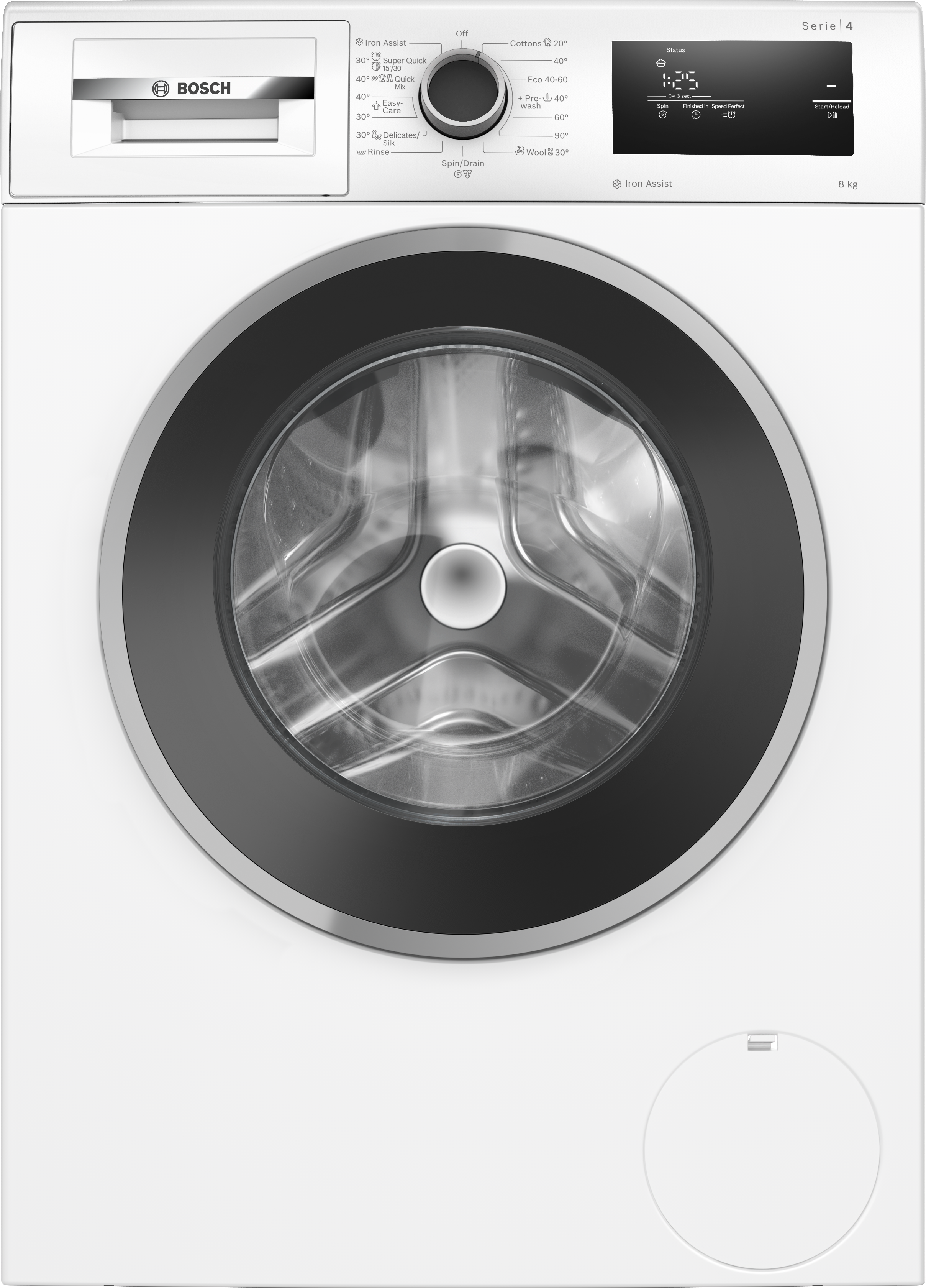 Series 4, washing machine, frontloader fullsize, 8 kg, 1400 rpm, WAN2806NBY