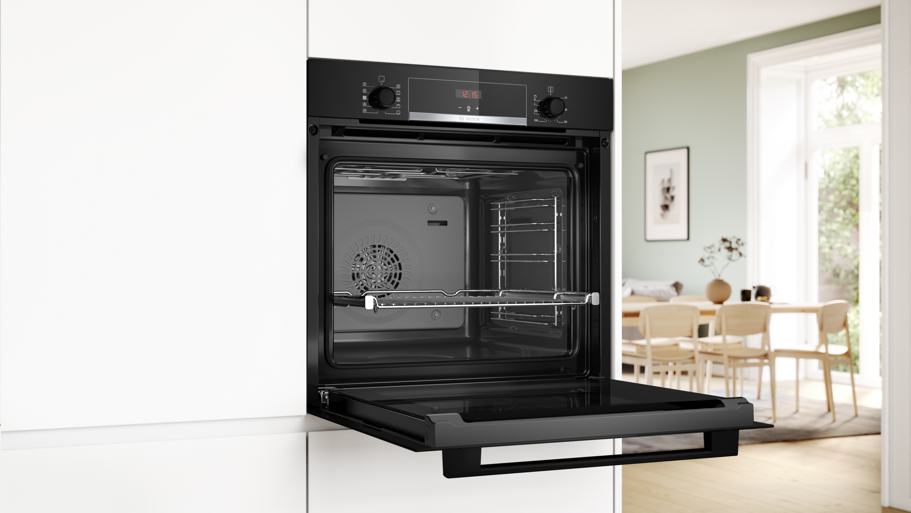 Series 4, Built-in oven with added steam function, 60 x 60 cm, Black, HQA534EB3