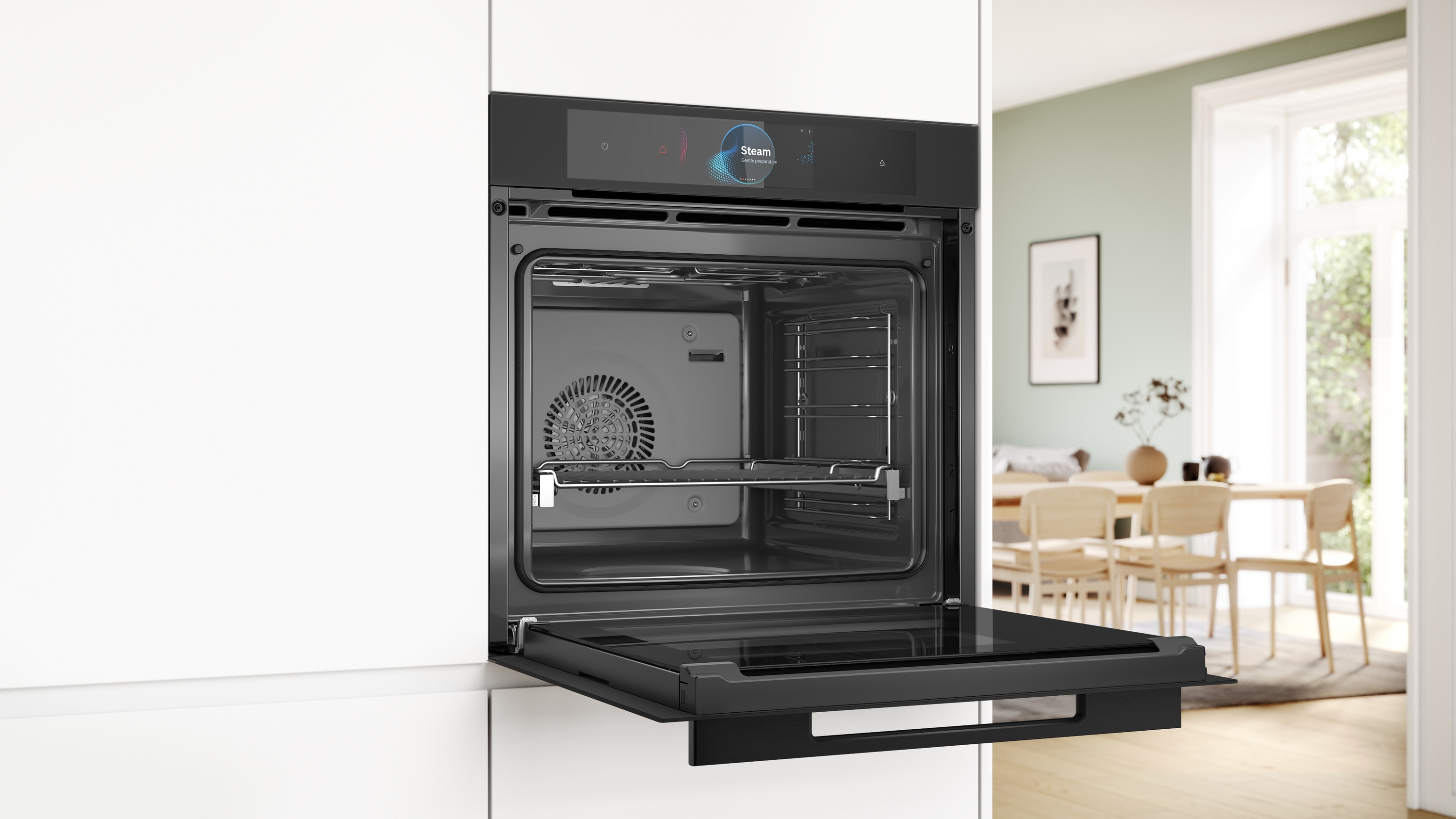 Series 8, Built-in oven with steam function, 60 x 60 cm, Matt Black, HSG938EM1