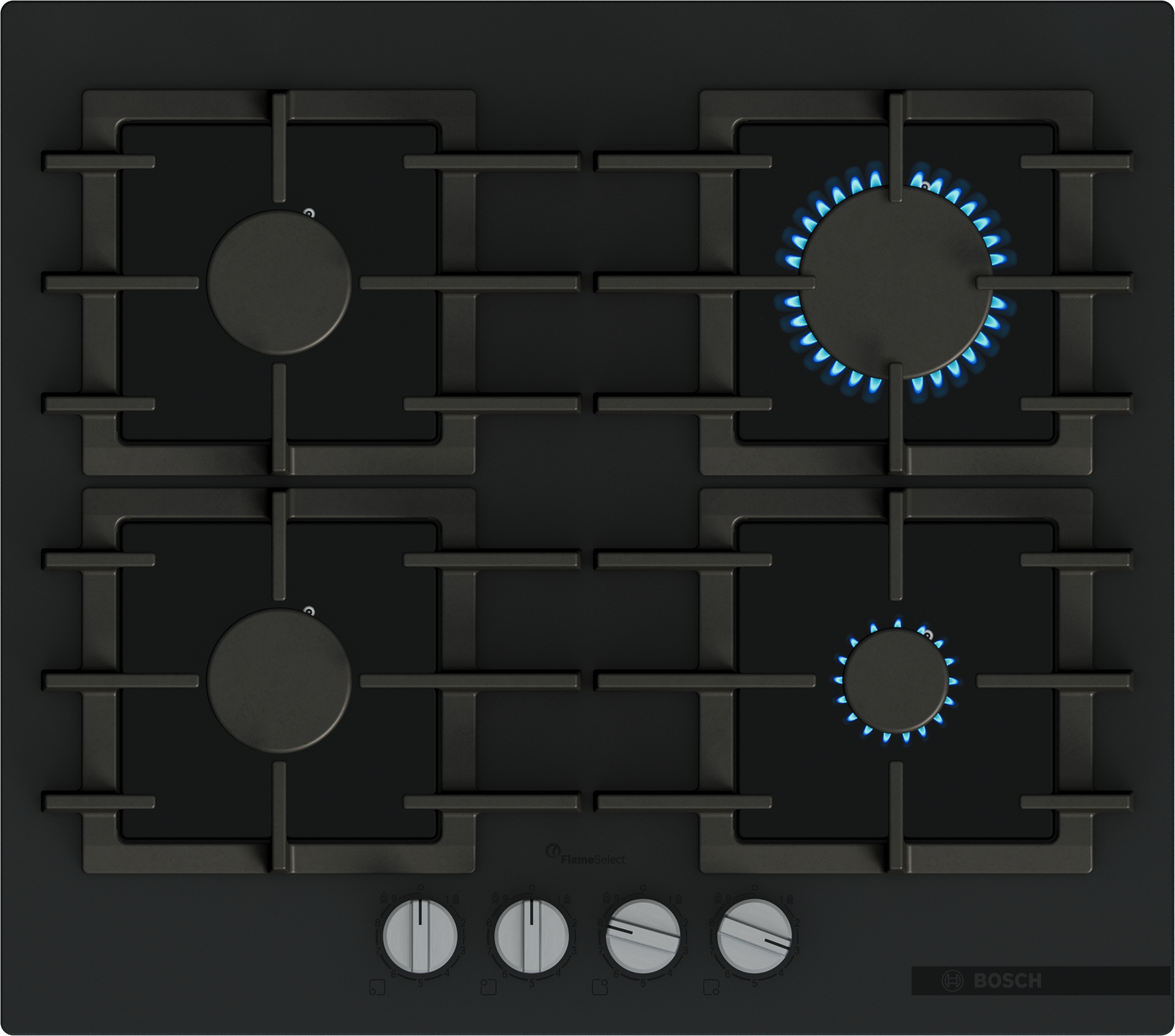 Series 6, Gas hob, 60 cm, Tempered glass, Matte black, PPP6AAI40