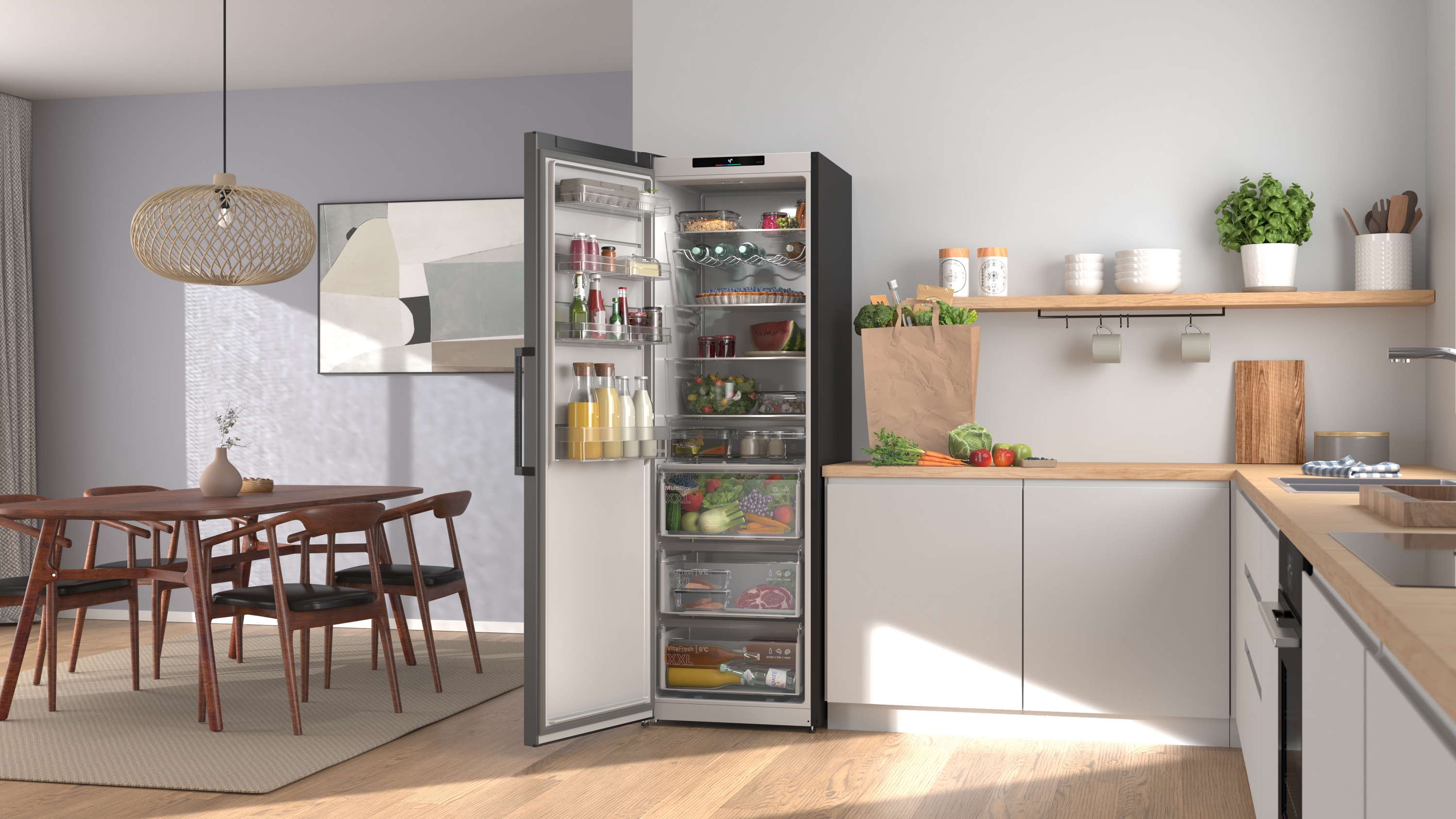 Series 4, free-standing fridge, 186.2 x 59.5 cm, Grey, KSN36VCCG