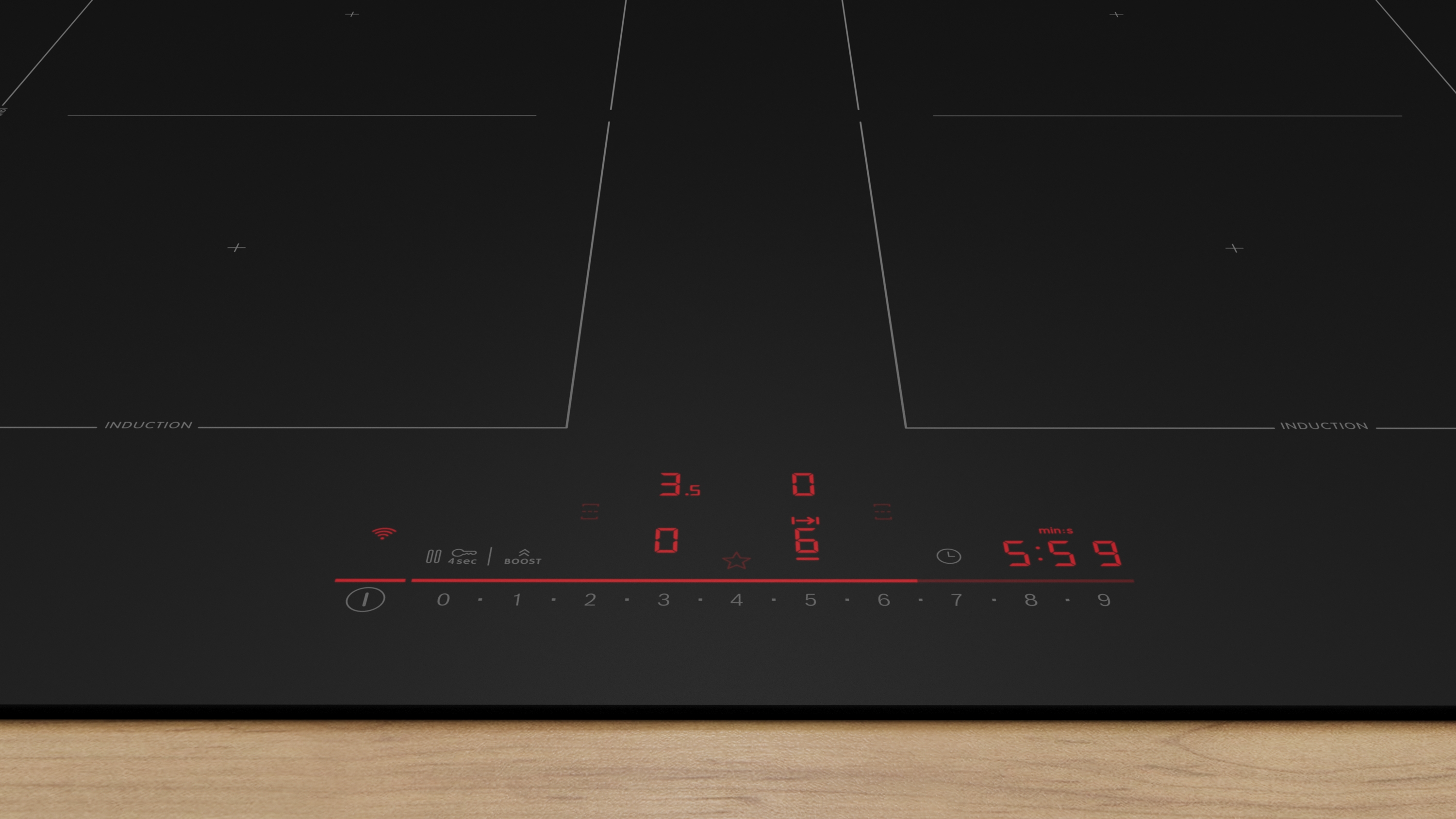 Series 6, Induction hob, 60 cm, Matt black, surface mount without frame, PVQ61CHB1E