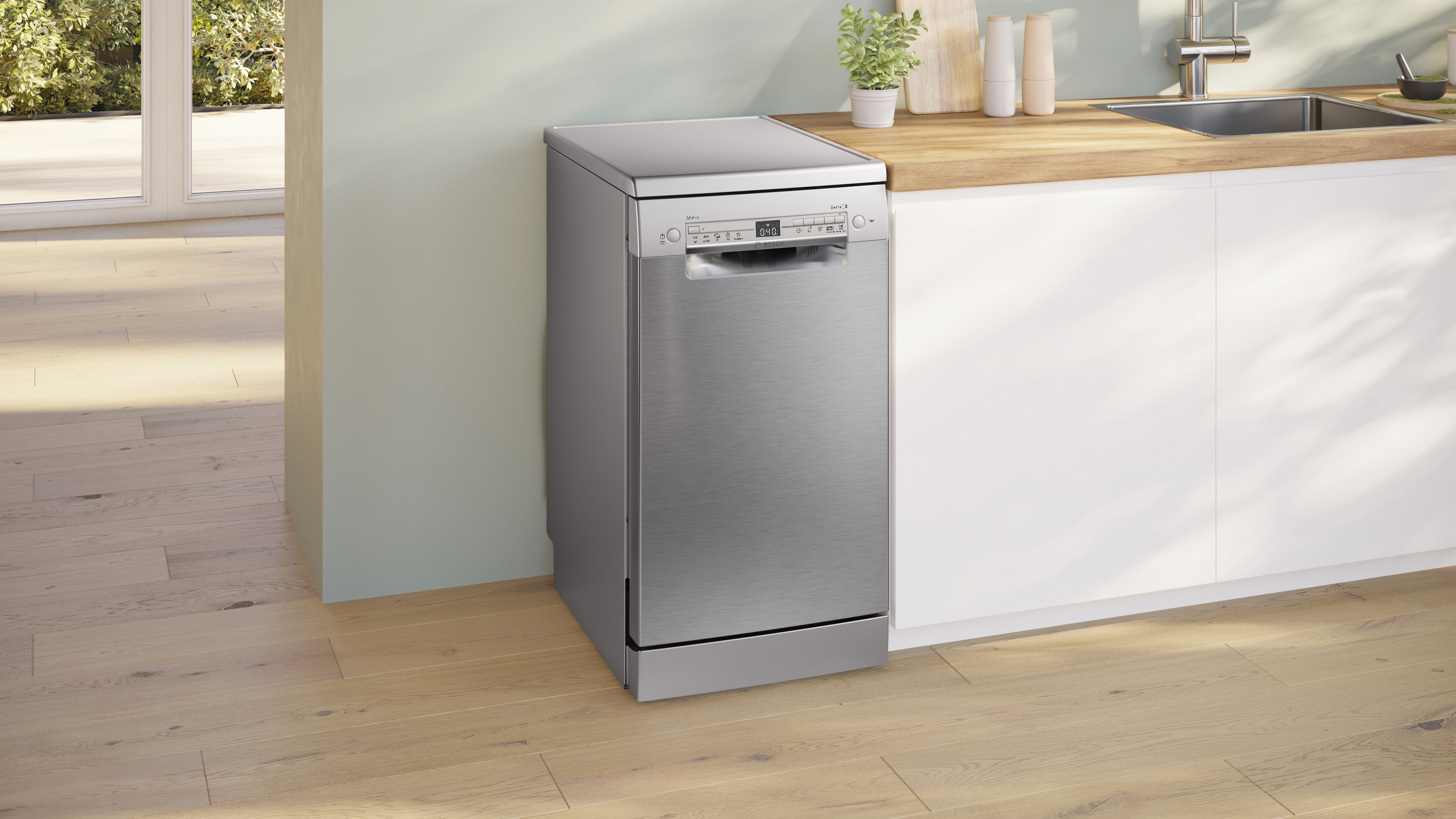 Series 2, free-standing dishwasher, 45 cm, Brushed steel anti-fingerprint, SPS2HKI02E