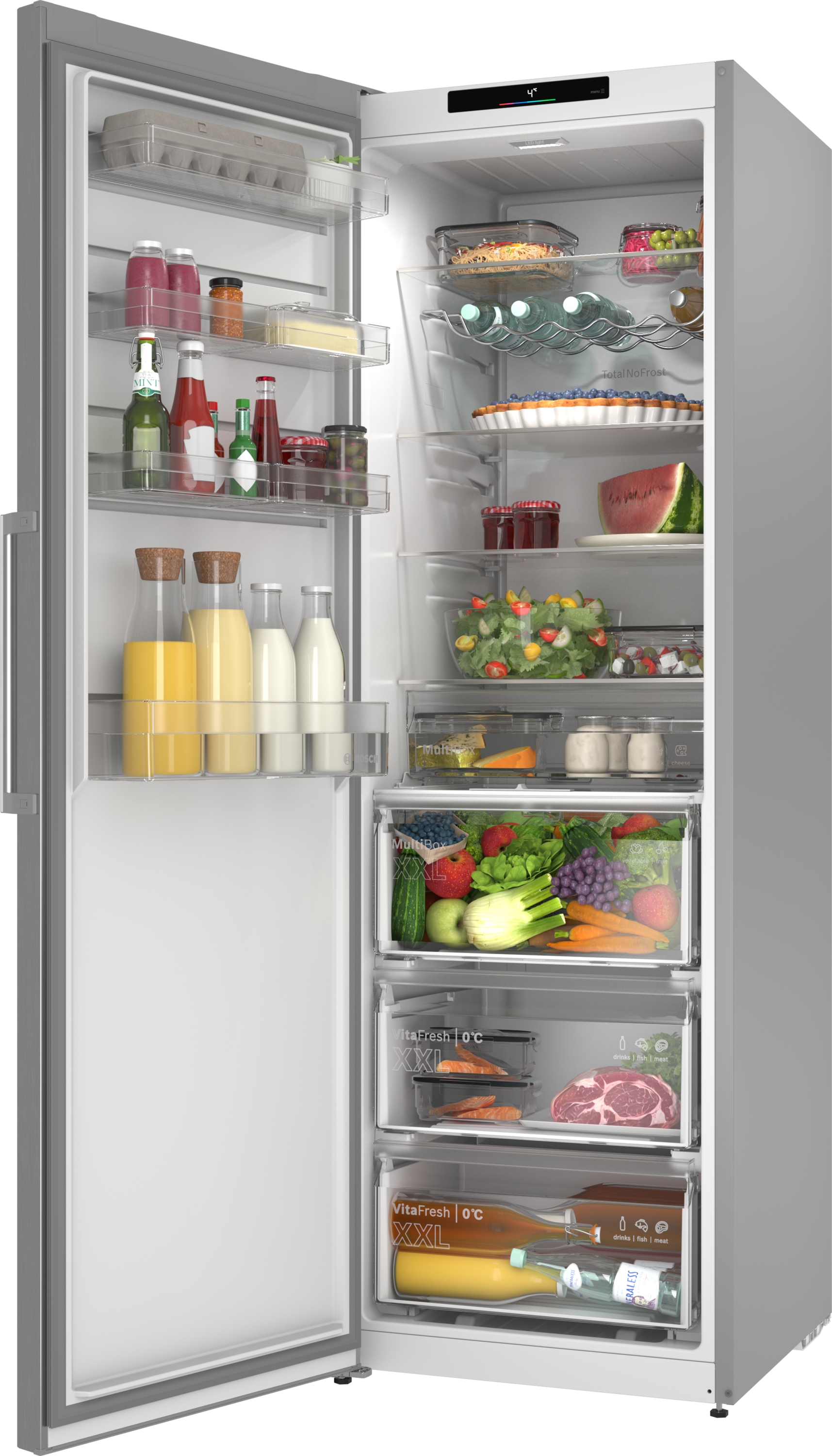 Series 4, free-standing fridge, 186.2 x 59.5 cm, Stainless steel look, KSN36VLDG