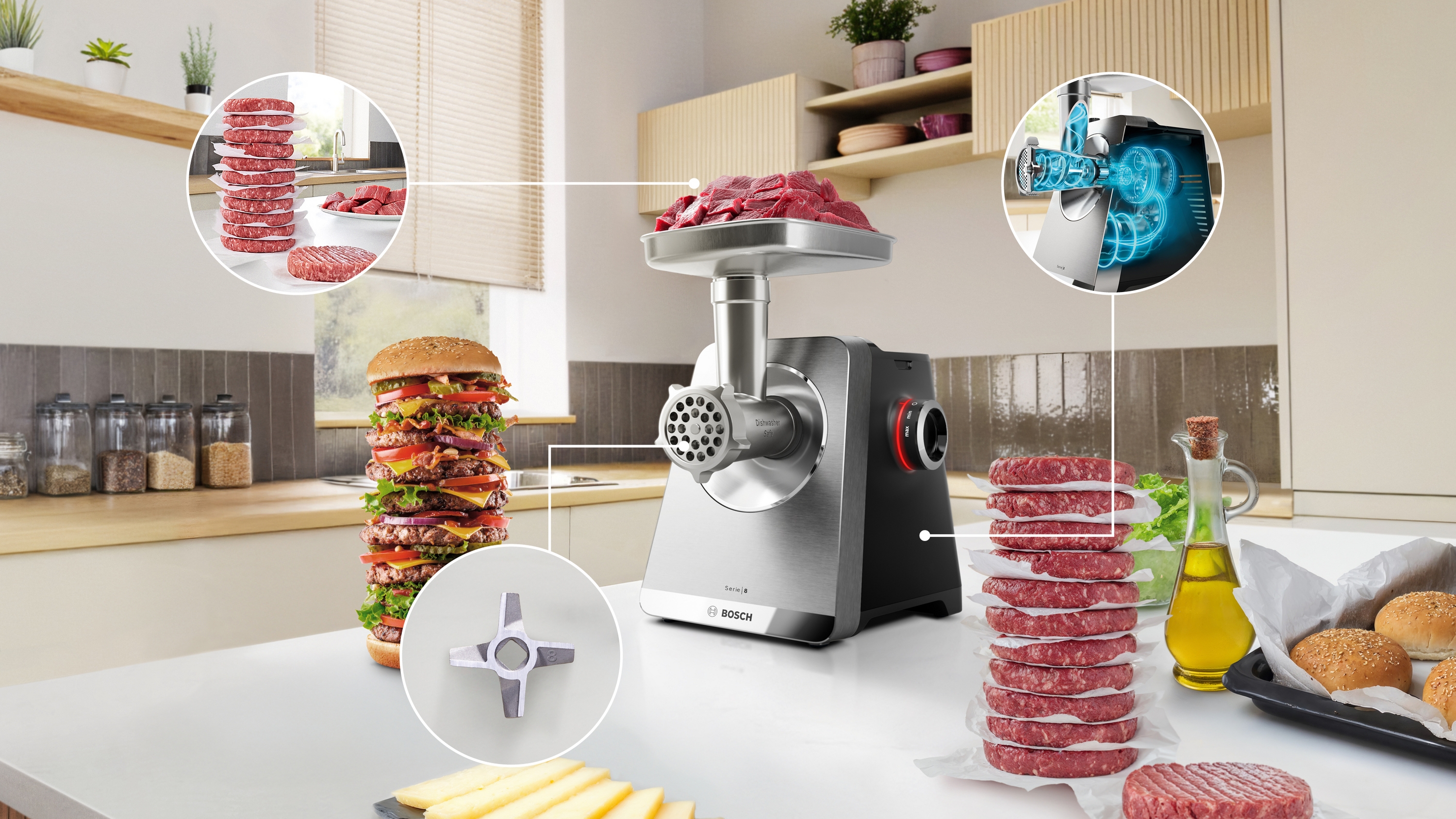 Mašina za mlevenje mesa MultiPower Serija 8 MFWS820M 2500 W Nerđajući čelik