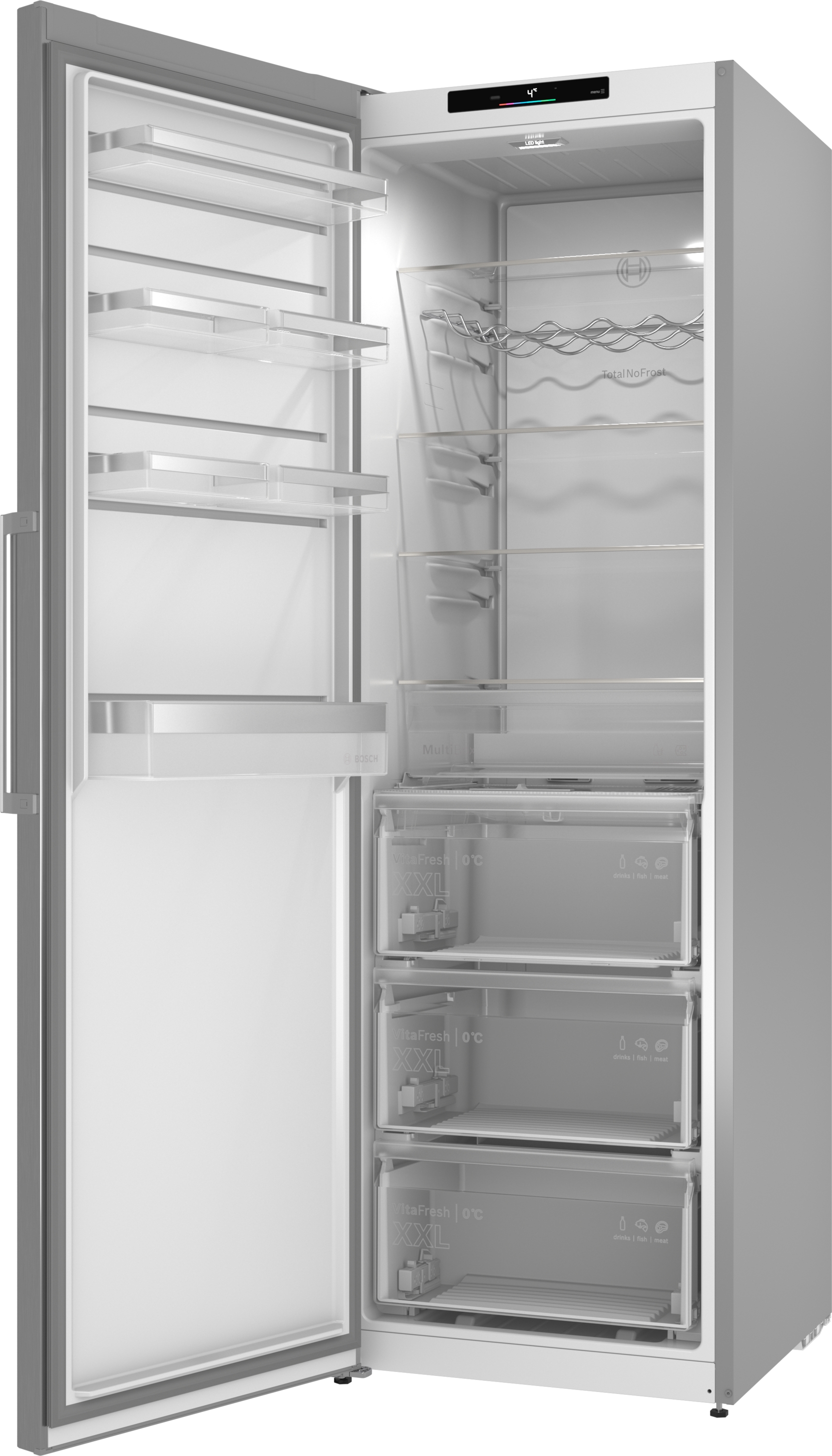 Series 4, free-standing fridge, 186.2 x 59.5 cm, Stainless steel look, KSN36VLDG