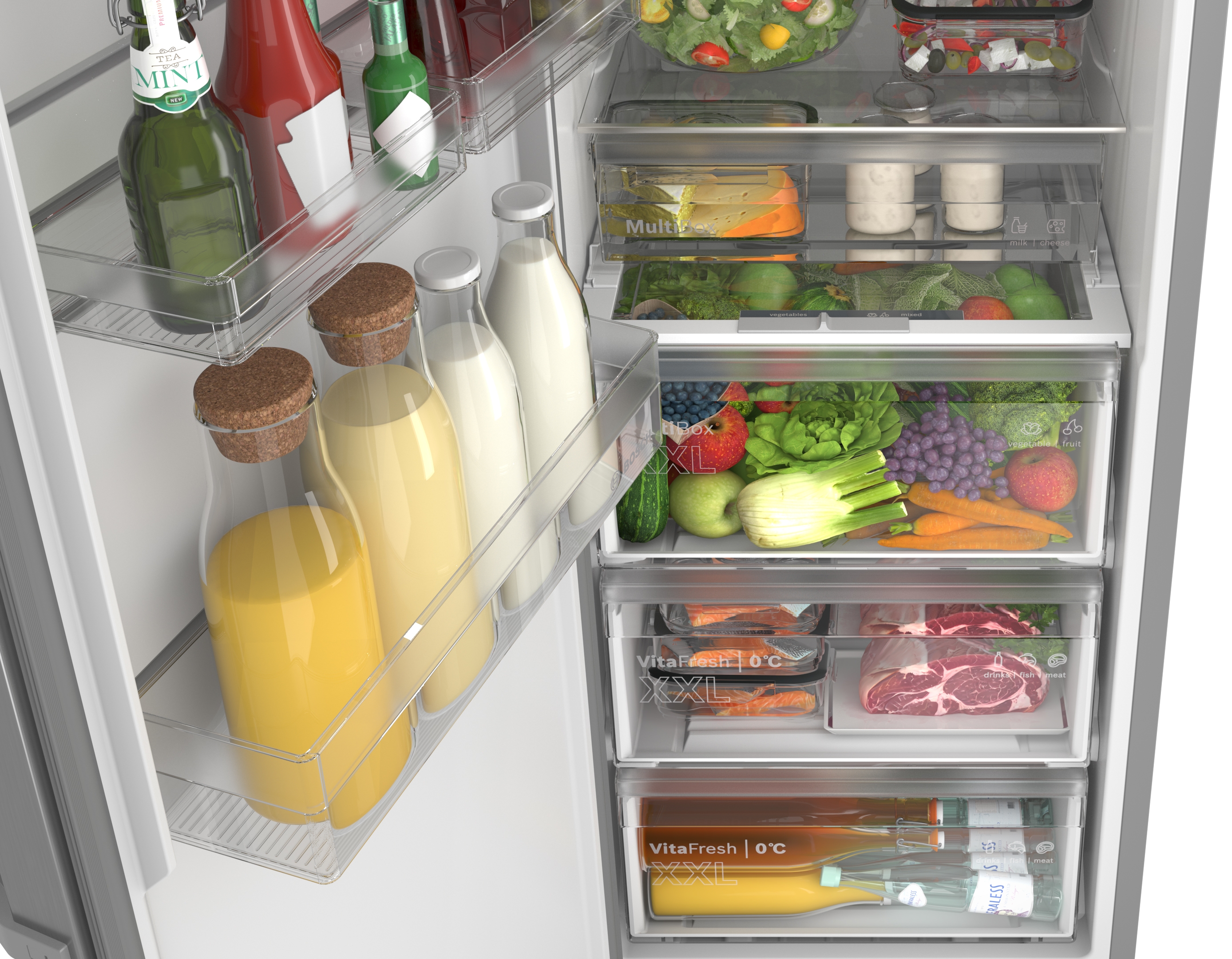 Series 4, free-standing fridge, 186.2 x 59.5 cm, Stainless steel look, KSN36VLDG