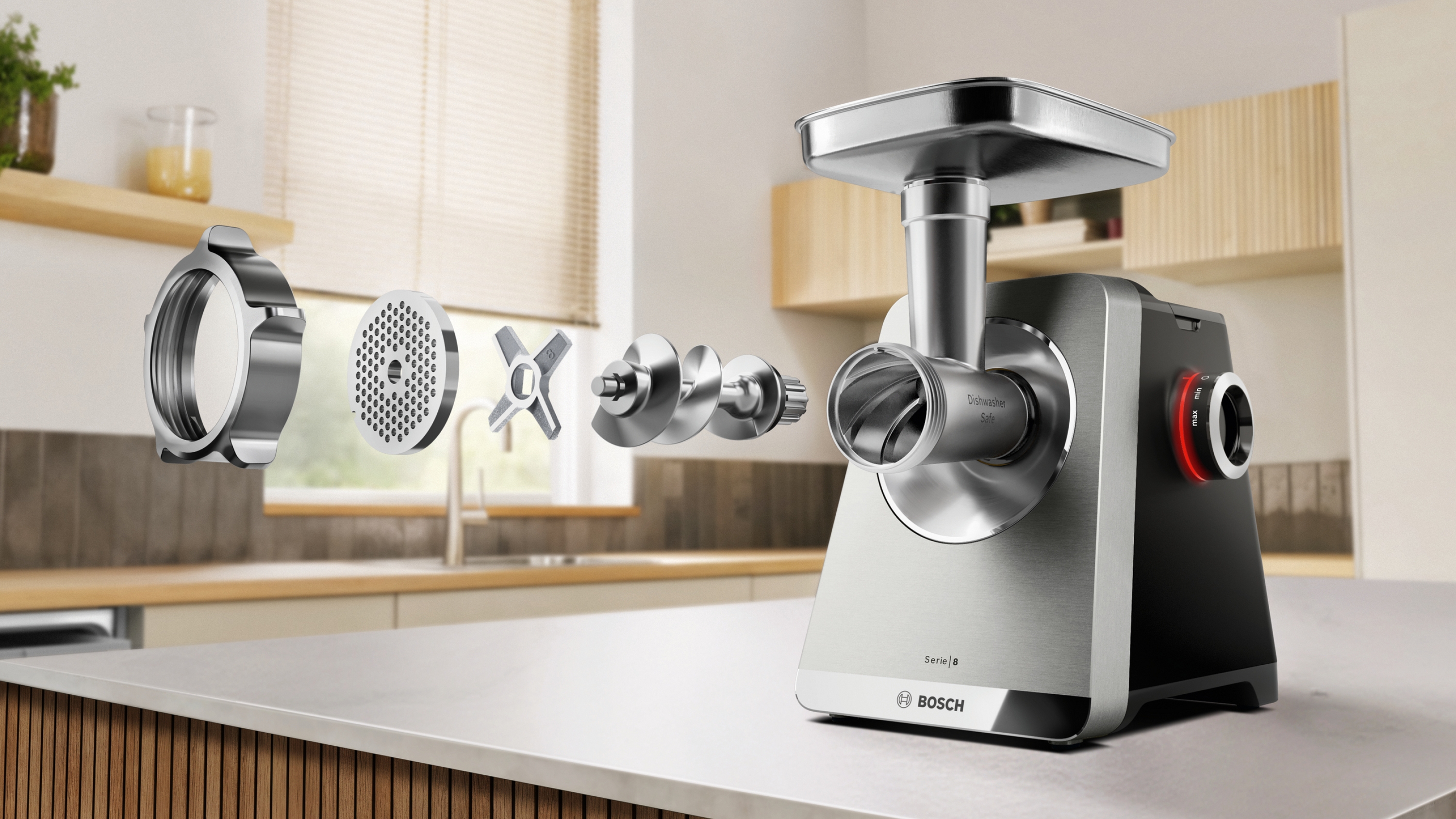 Series 8, Food mincer, MultiPower, 2500 W, Stainless steel, MFWS835M