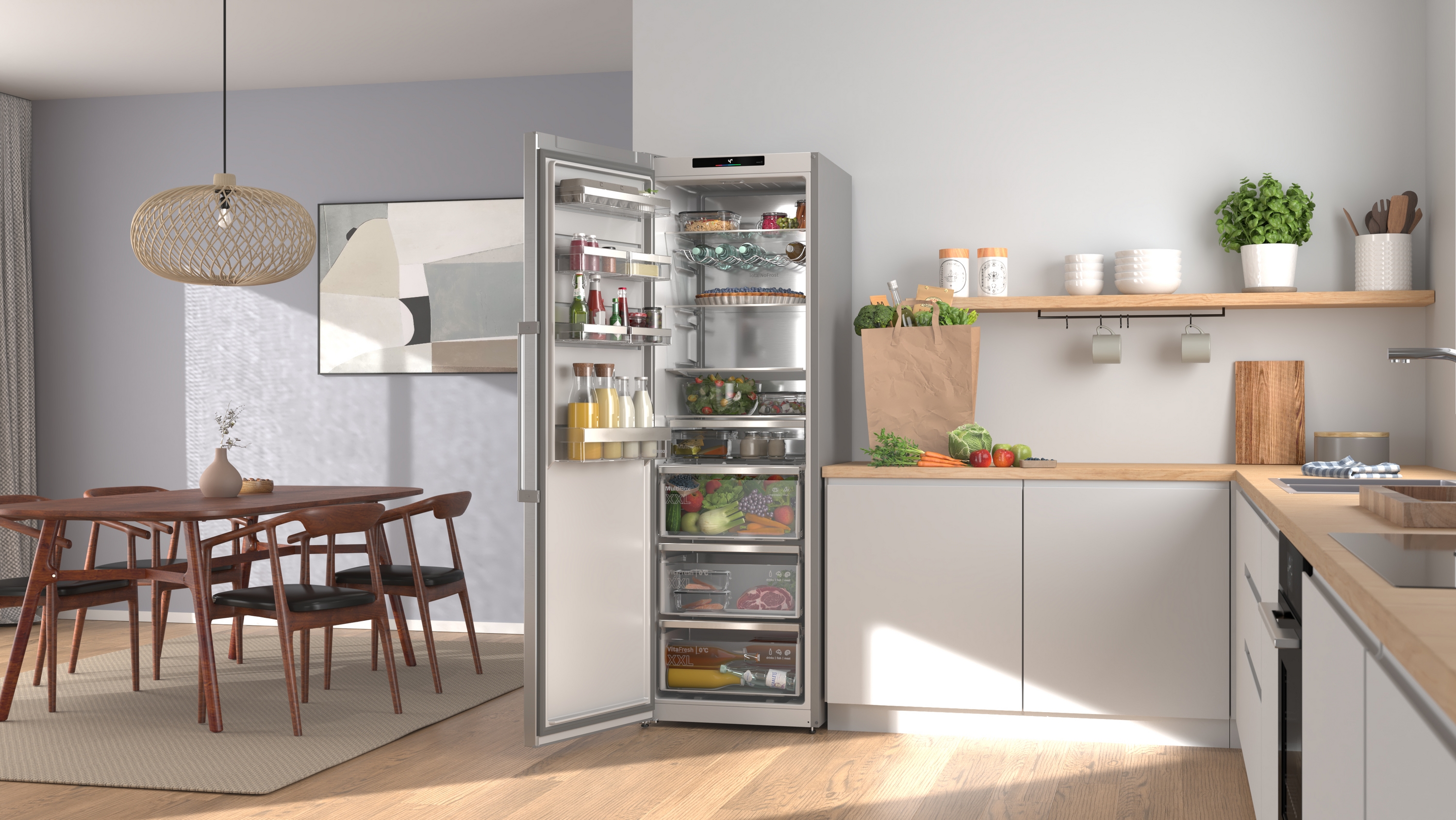Series 6, free-standing fridge, 186.2 x 59.5 cm, Brushed steel (with anti-fingerprint), KSN36AICM