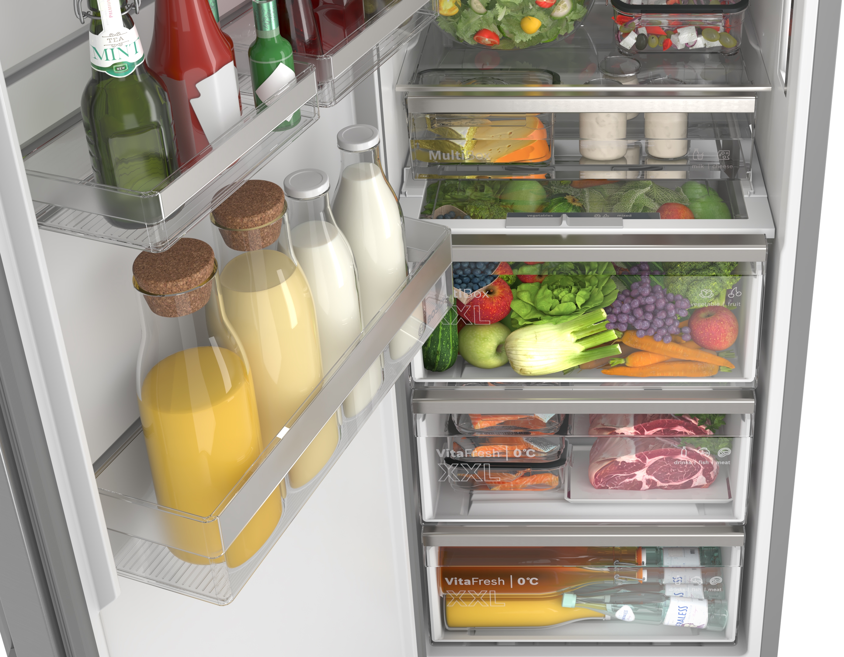 Series 6, free-standing fridge, 186.2 x 59.5 cm, Brushed steel (with anti-fingerprint), KSN36AICM