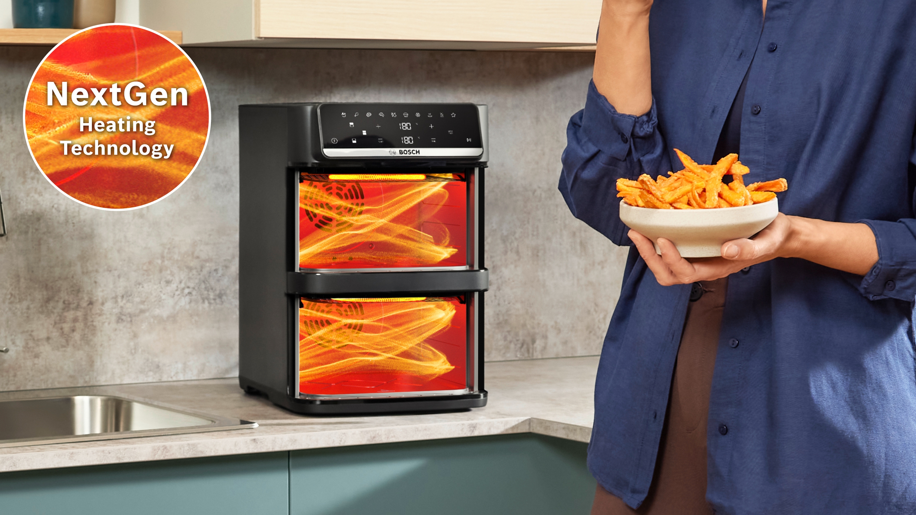 Series 6, Double Stack Drawer Air Fryer, Black, MAFD661B7