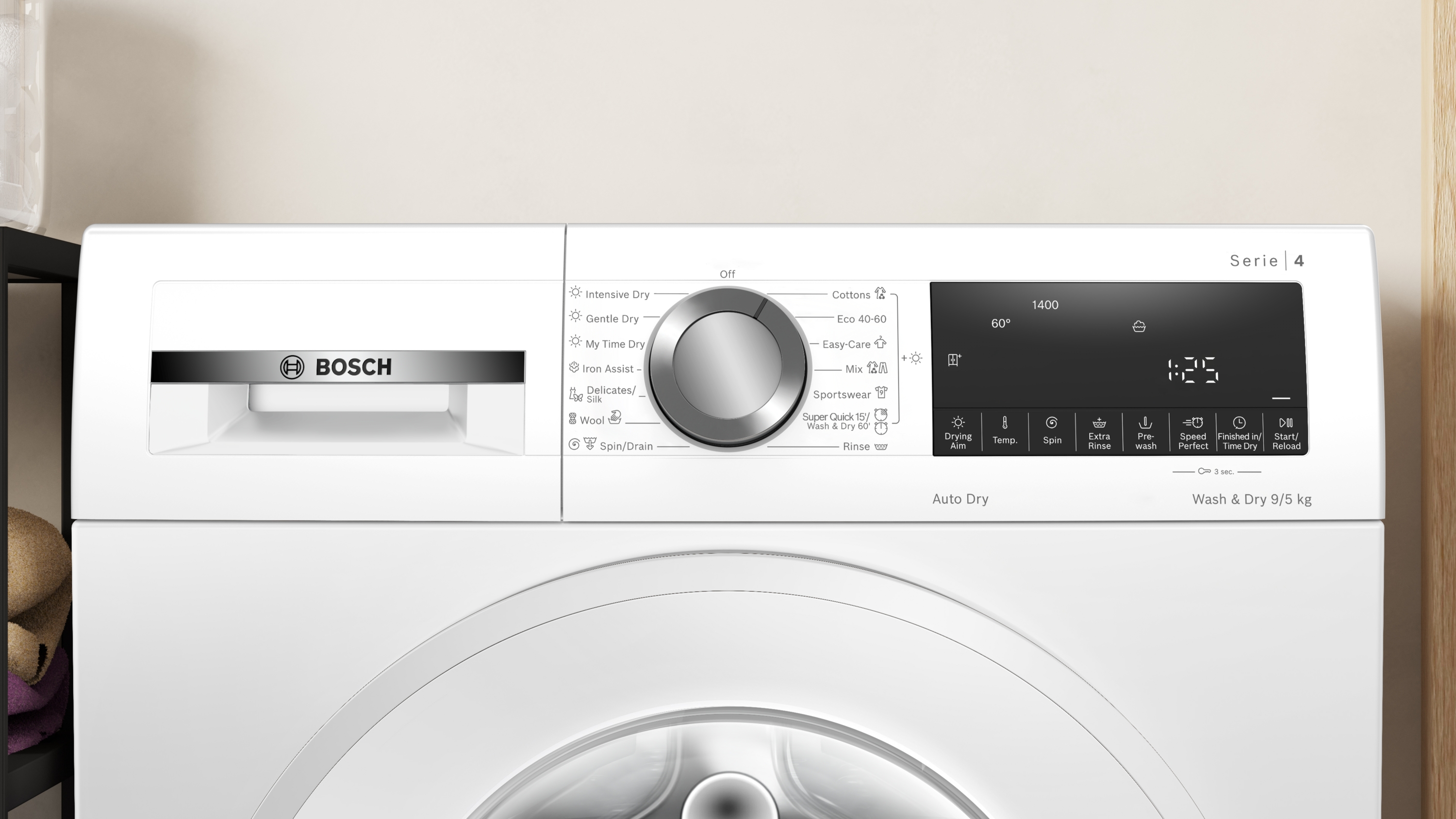 Series 4, washer-dryer, 9/5 kg, 1400 rpm, WNA14401BY