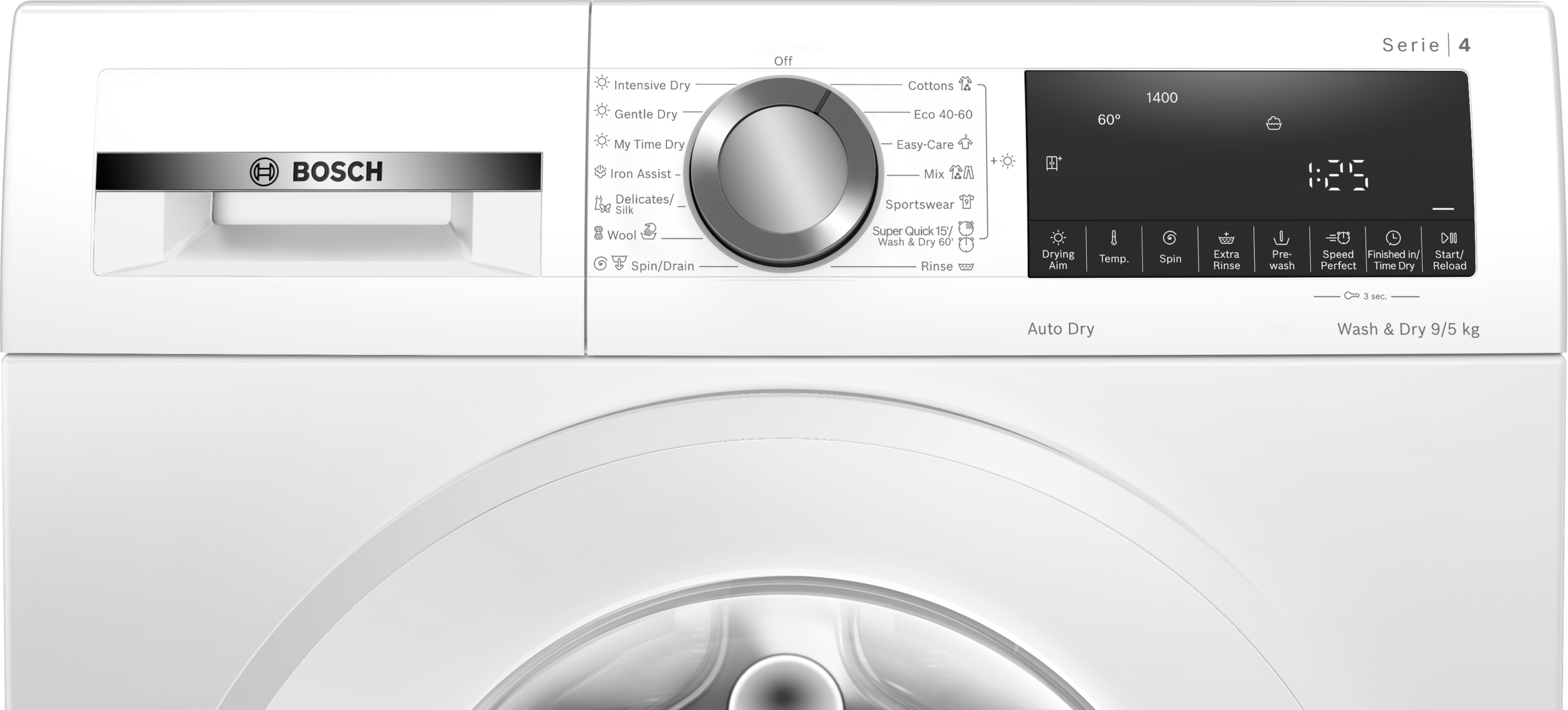Series 4, washer-dryer, 9/5 kg, 1400 rpm, WNA14401BY
