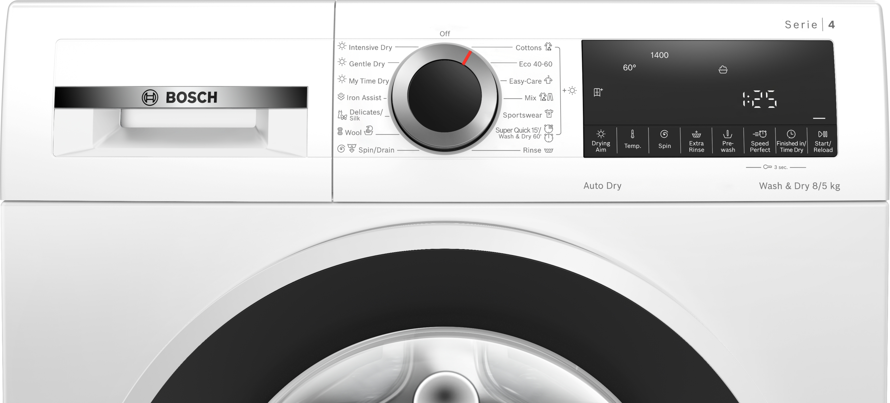 Series 4, washer-dryer, 8/5 kg, 1400 rpm, WNA13401BY