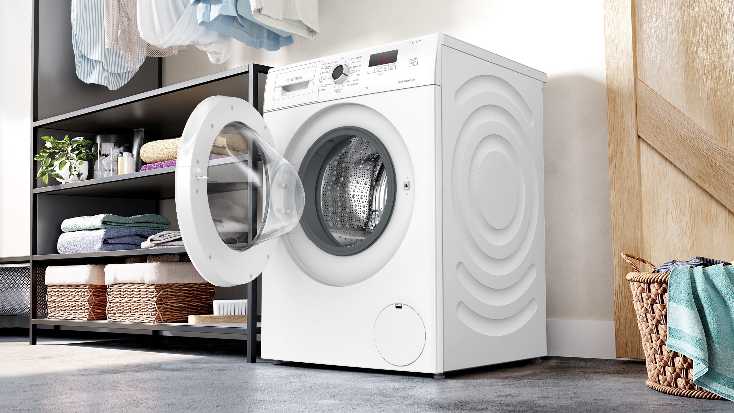 Series 2, washing machine, frontloader fullsize, 7 kg, 1200 rpm, WGE02202BY