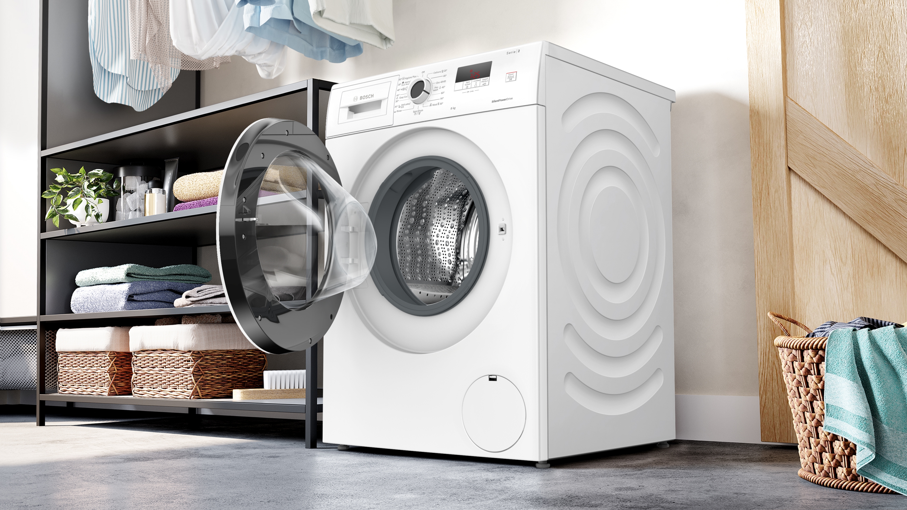 Series 2, washing machine, frontloader fullsize, 8 kg, 1200 rpm, WGE03201BY