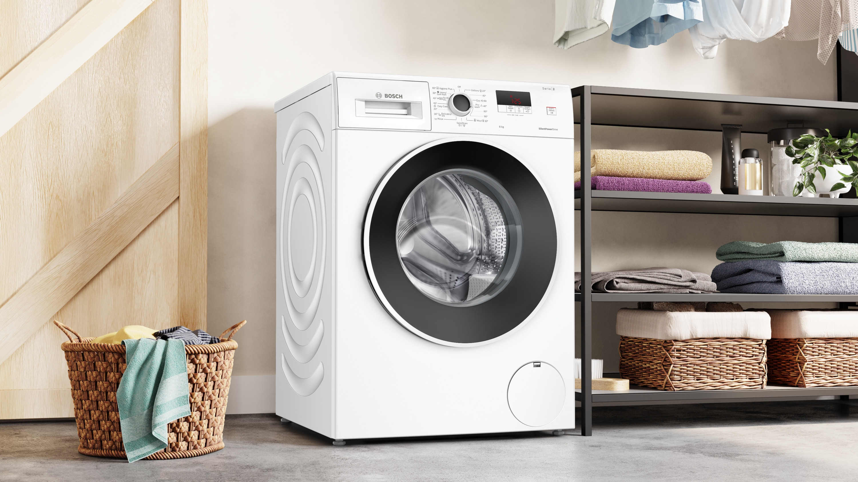 Series 2, washing machine, frontloader fullsize, 8 kg, 1200 rpm, WGE03201BY