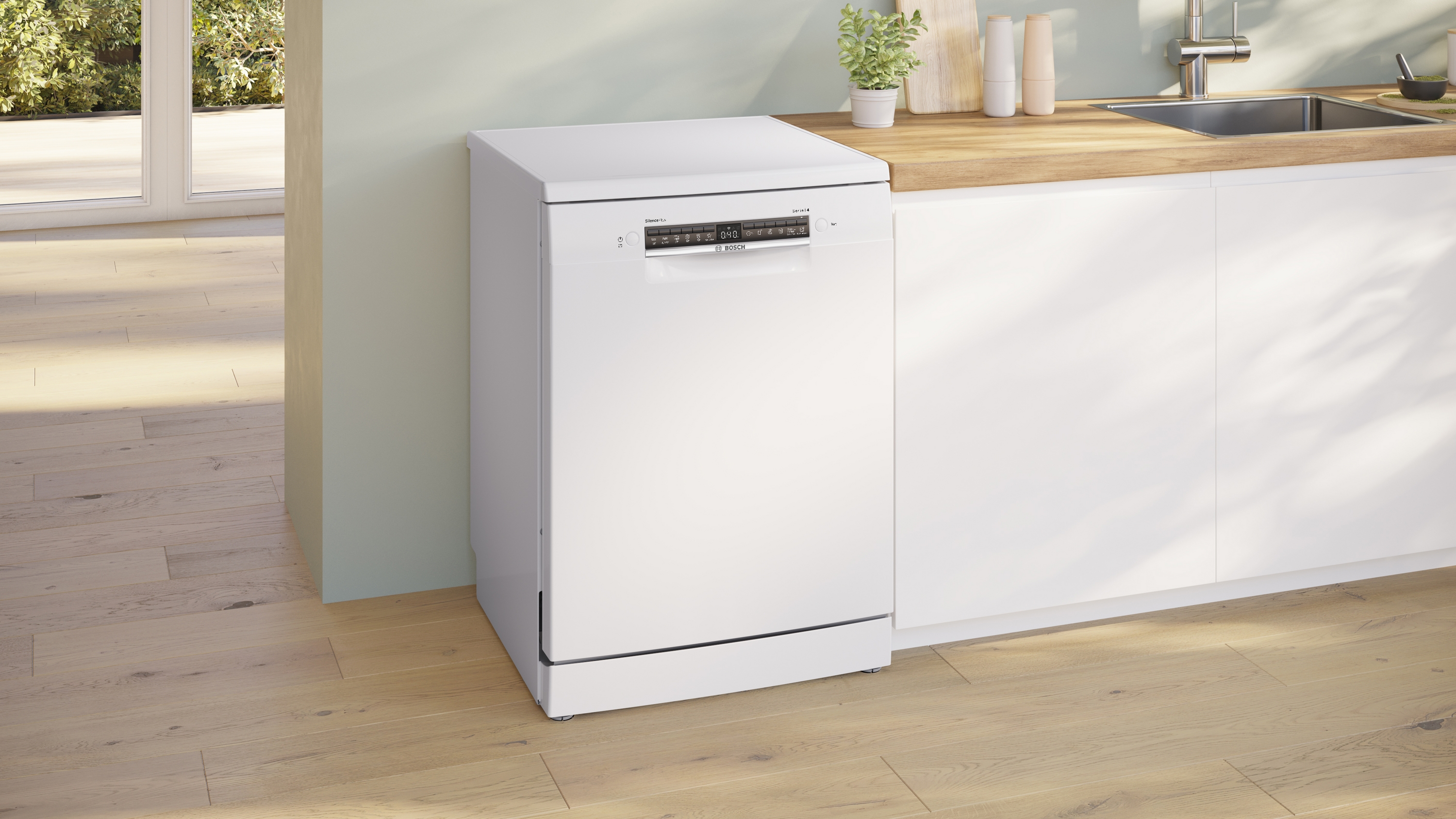 Series 4, free-standing dishwasher, 60 cm, White, SMS4EVW08E