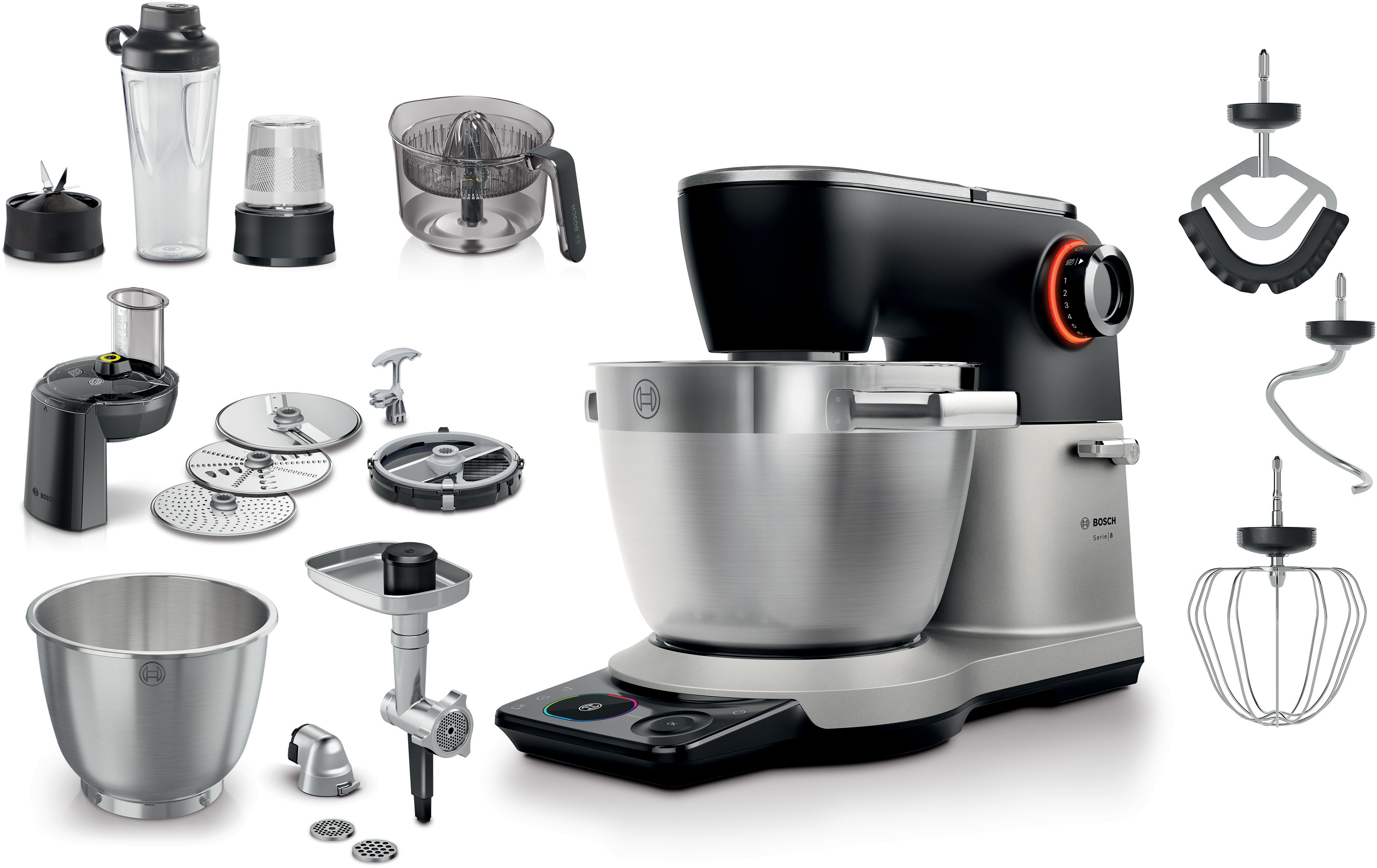 Serija 8, Kuhinjski robot sa integrisanom vagom, 1800 W, Siva, Crna, MUMS8ZS60