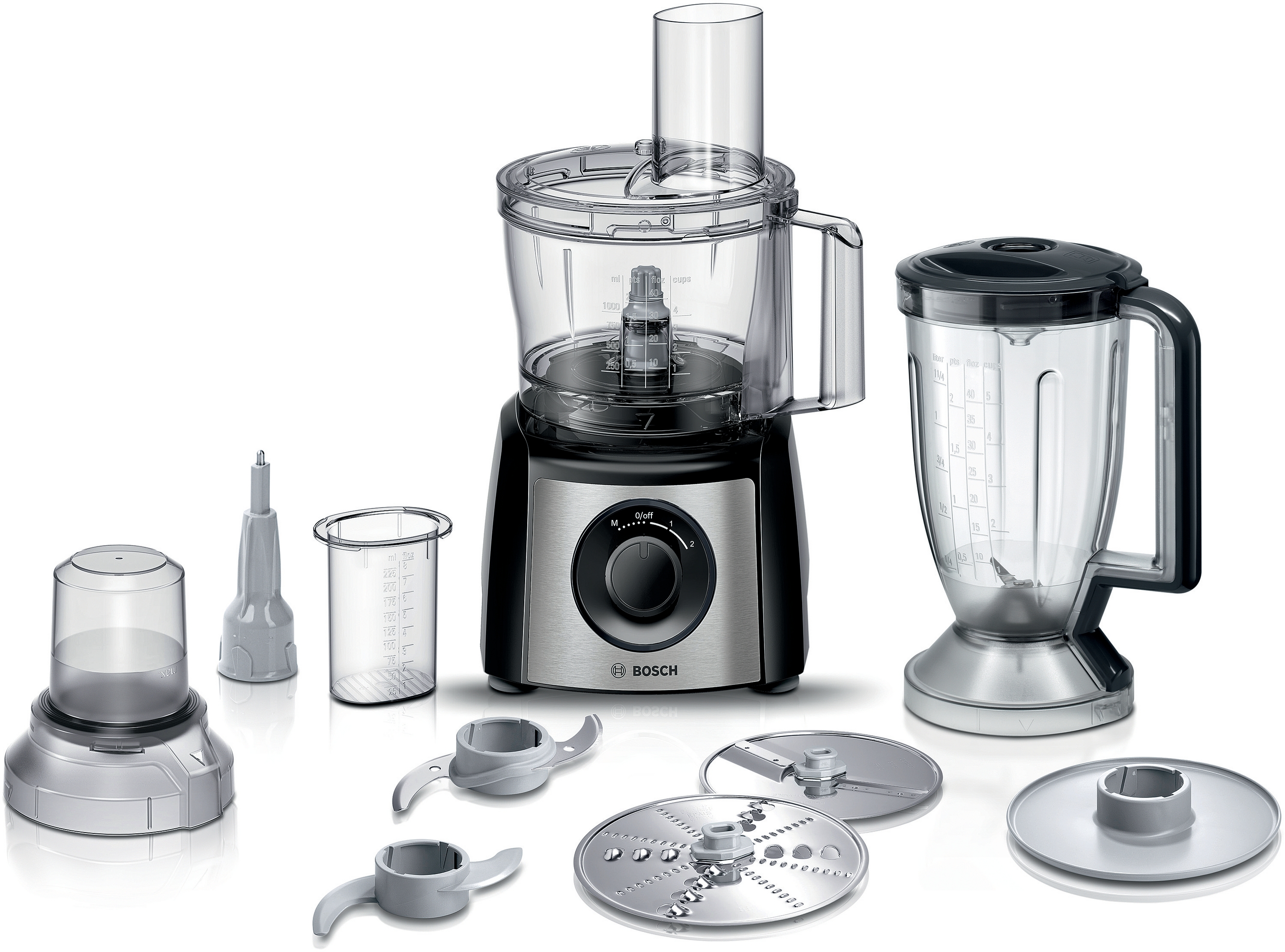 Food processor, MultiTalent 3, 800 W, Black, Brushed stainless steel, MCM3531M
