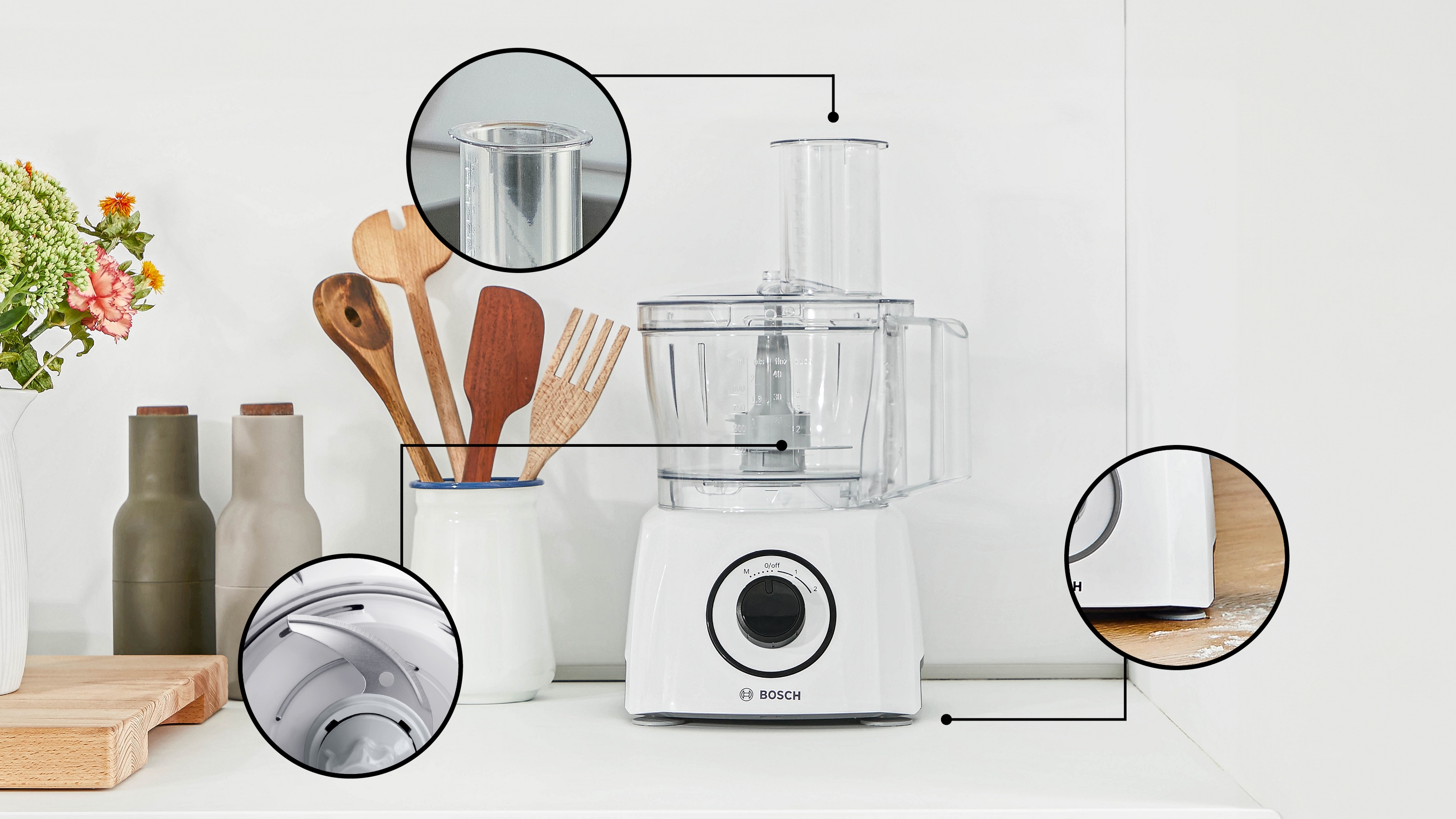 Food processor, MultiTalent 3, 800 W, White, White, MCM3230W